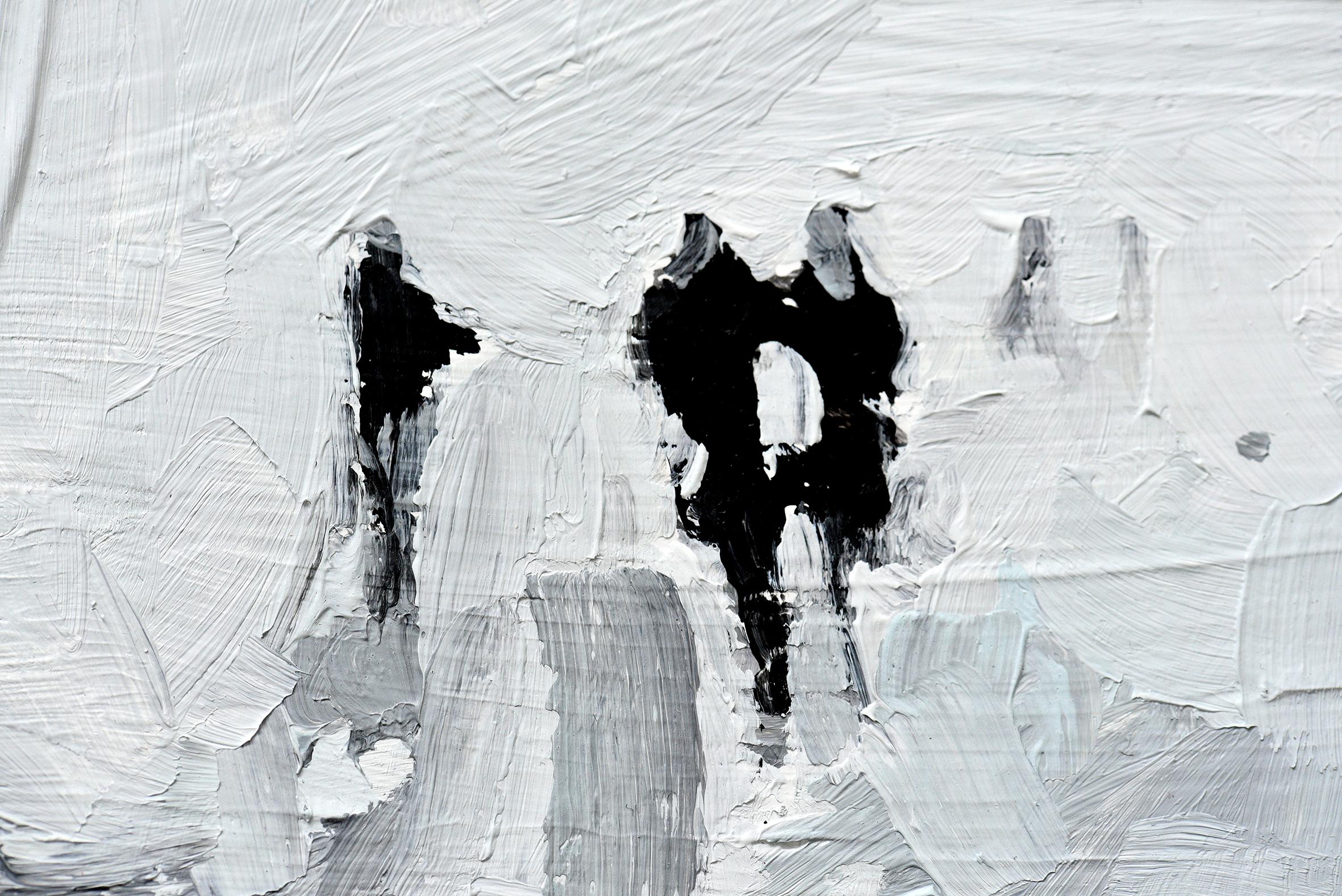 Raster 2 - Minimalist, Acrylic on Canvas, 21st Century,  Figurative Painting - Gray Landscape Painting by Leszek Skurski