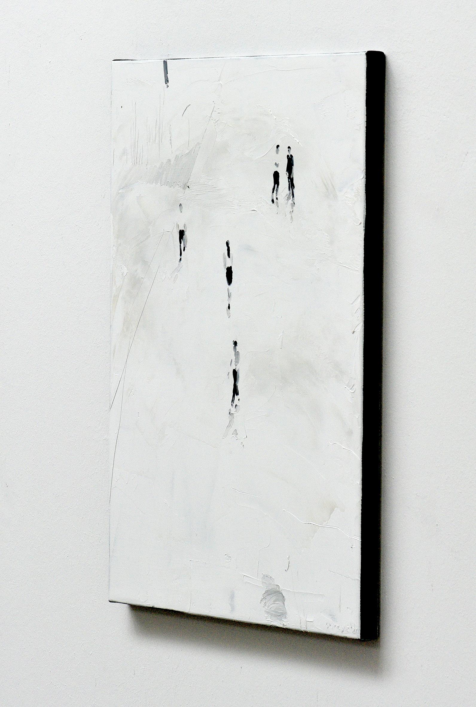 Lightning - Minimalist, Figurative, Oil Paint, Painting, 21st Century, White For Sale 1