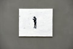 Lonely Cowboy - Minimalist, Oil on Canvas, 21st Century, Figurative Painting
