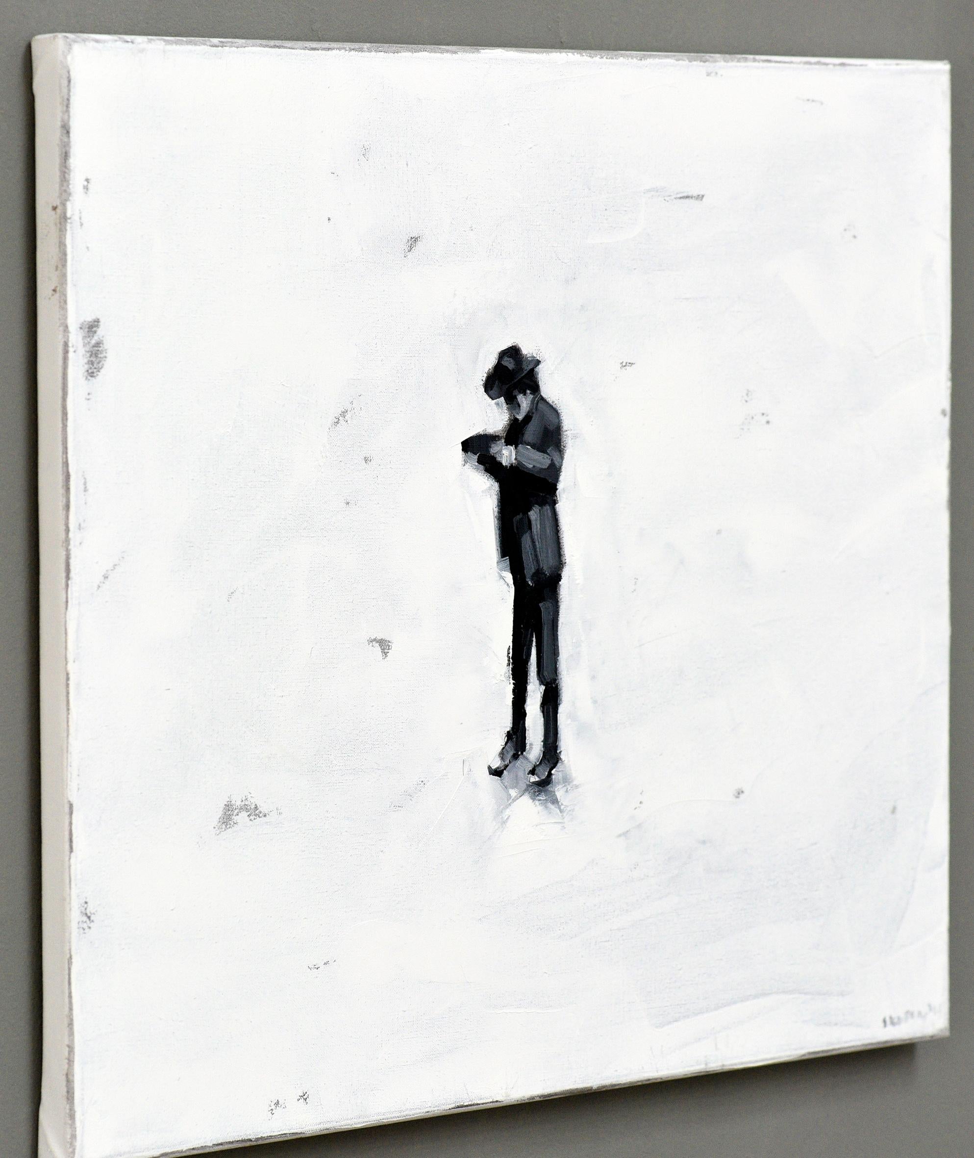 Lonely Cowboy - Minimalist, Oil on Canvas, 21st Century, Figurative Painting For Sale 3