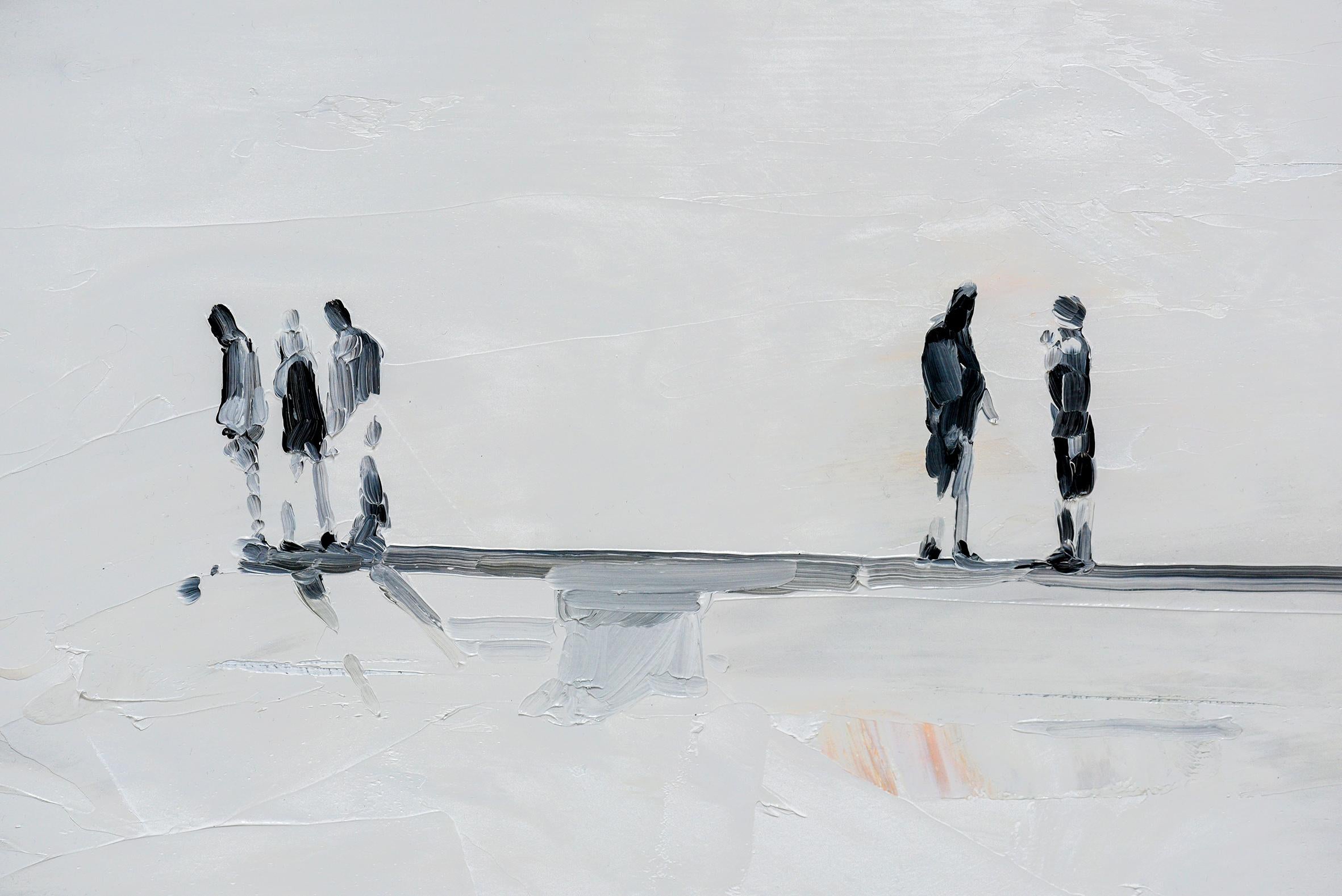 Steppingstone - Minimalist, Oil on Canvas, 21st Century, Figurative Painting For Sale 1