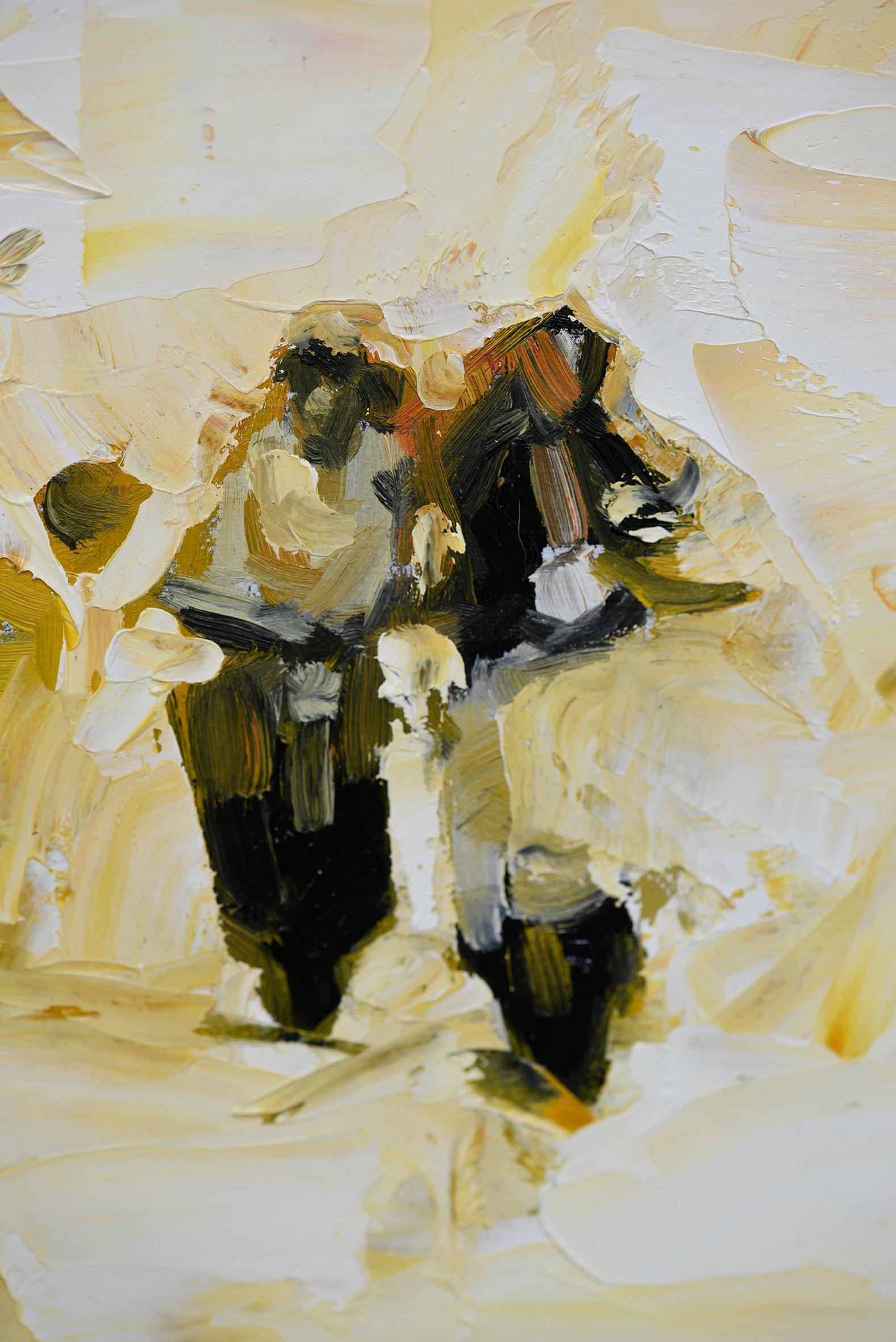 Scooters - Minimalist, Oil on Canvas, 21st Century, Figurative Painting For Sale 5