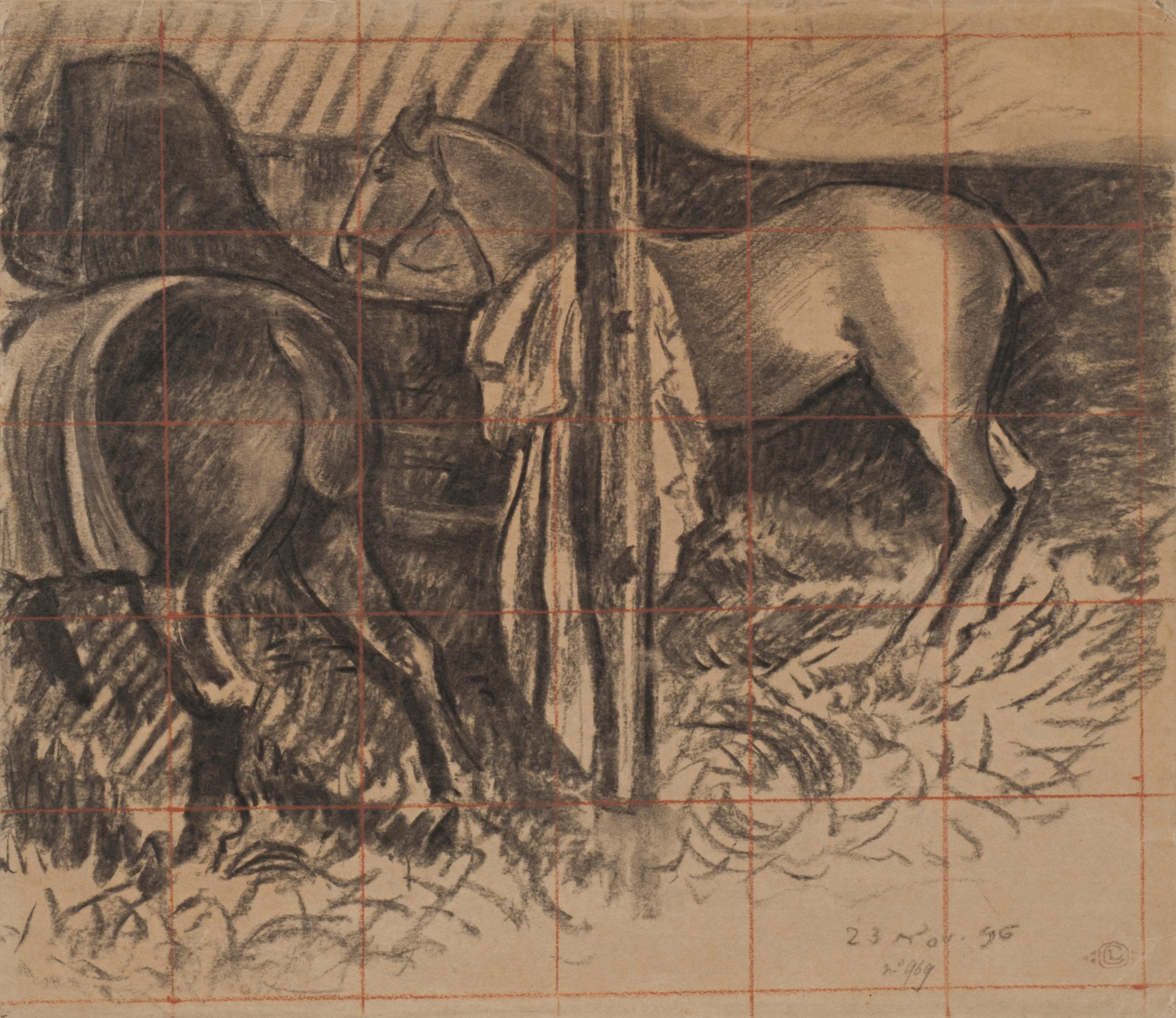 Georges Lemmen Animal Art - Horses in Stable