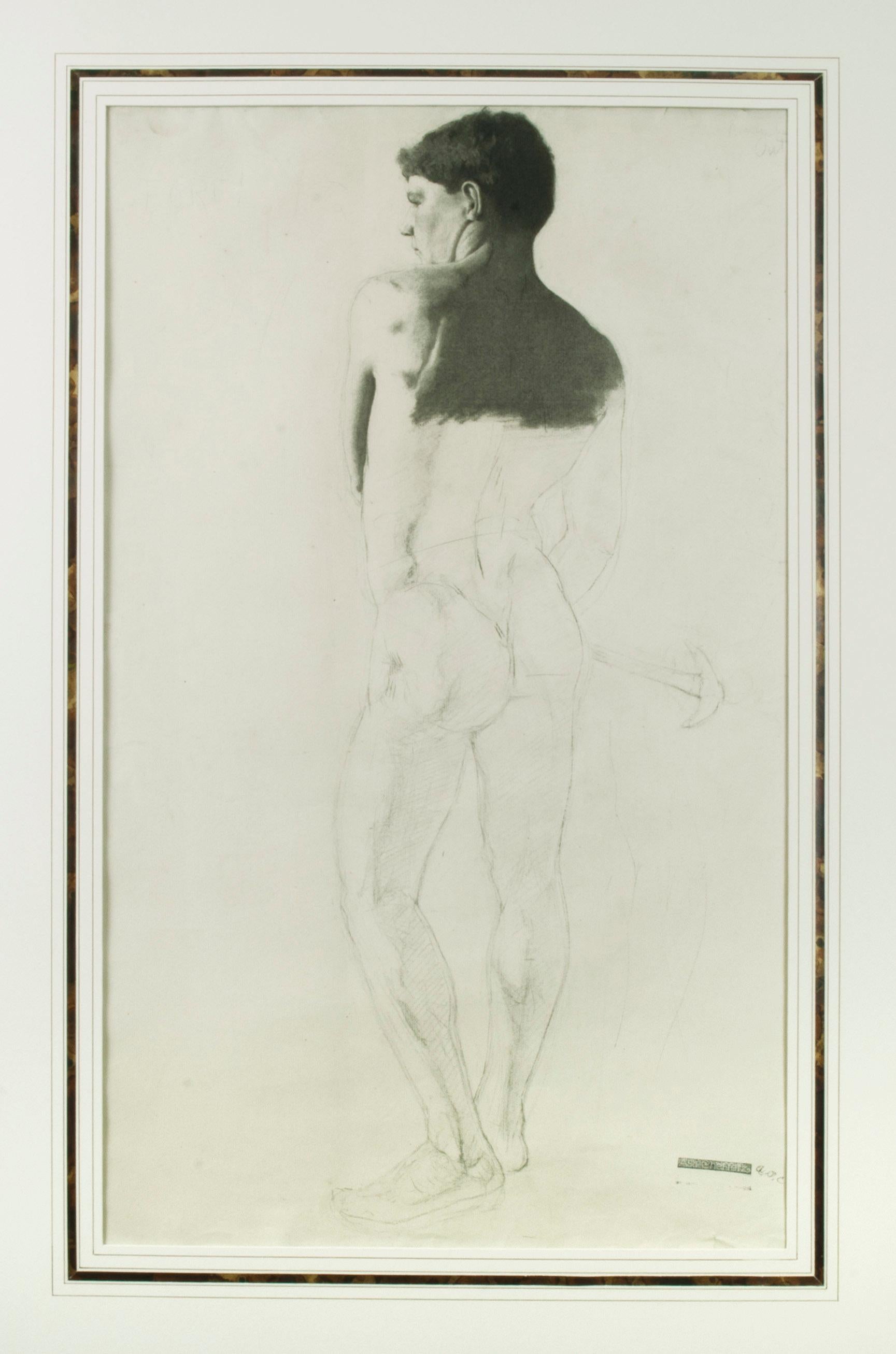 Asa Cheffetz Figurative Art - Male Torso, Nude
