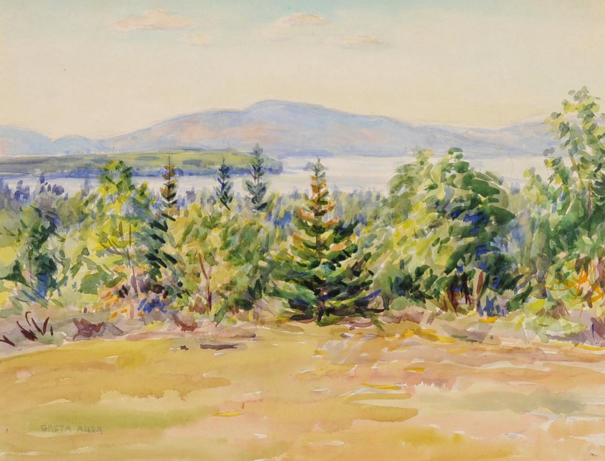 Greta Allen Landscape Art - untitled (Maine landscape and view of Mt. Desert)