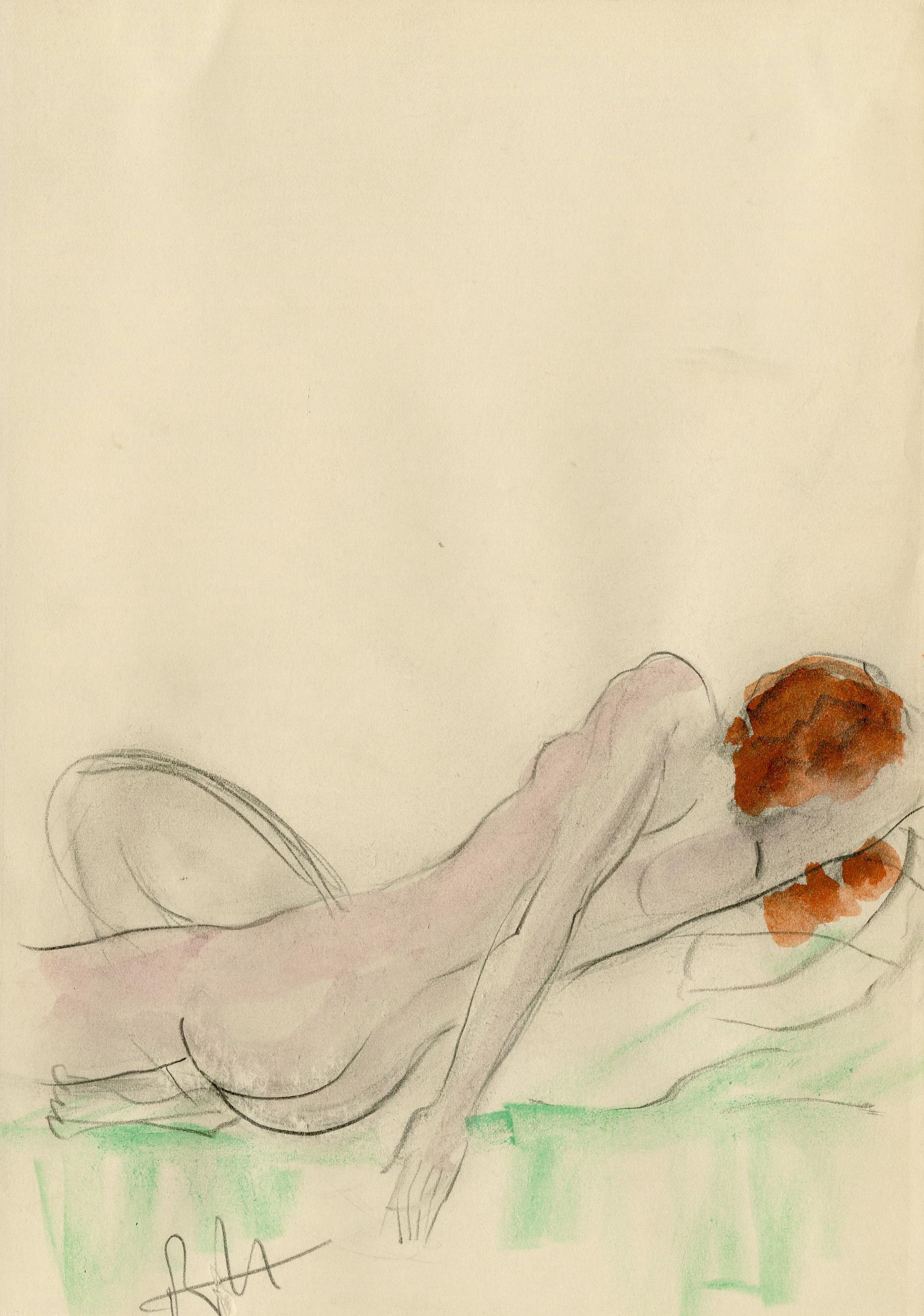 Boris Lovet-Lorski Figurative Art - Reclining Female Nude