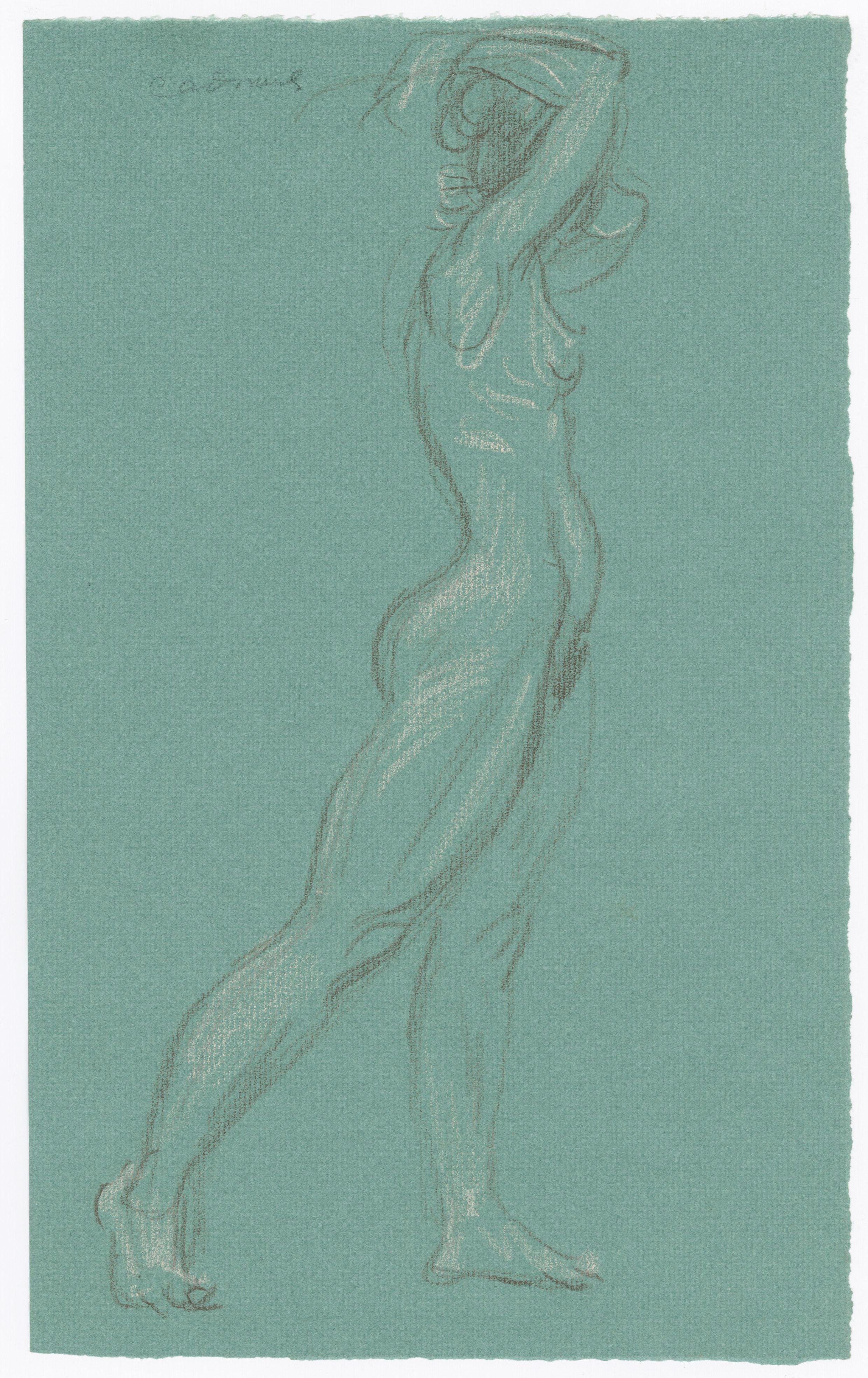 Double sided drawing: Standing Female Nude in Profile, Verso: Standing Female - Art by Paul Cadmus