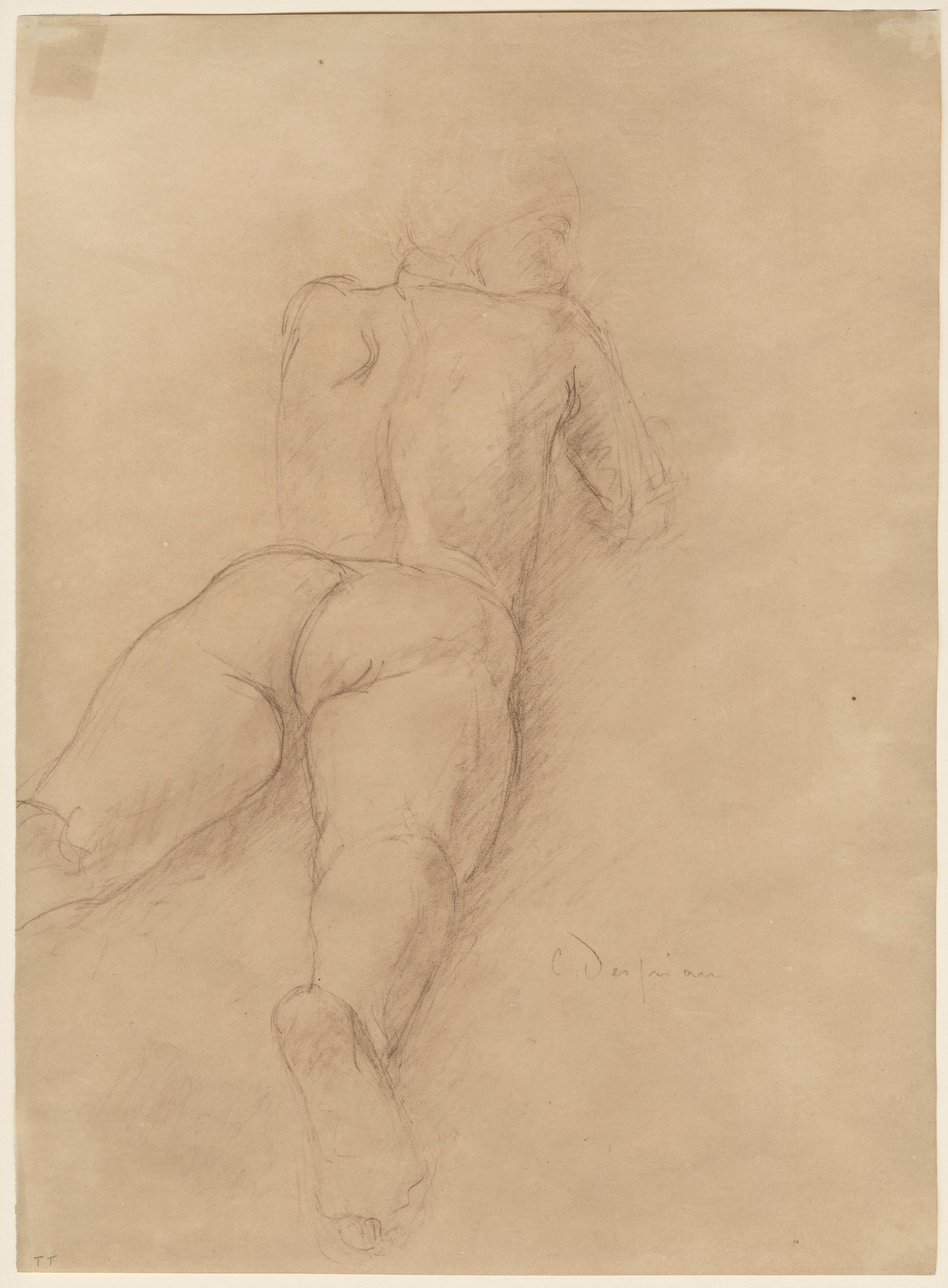 Male Nude reclining, seen from rear - Art by Charles Despiau