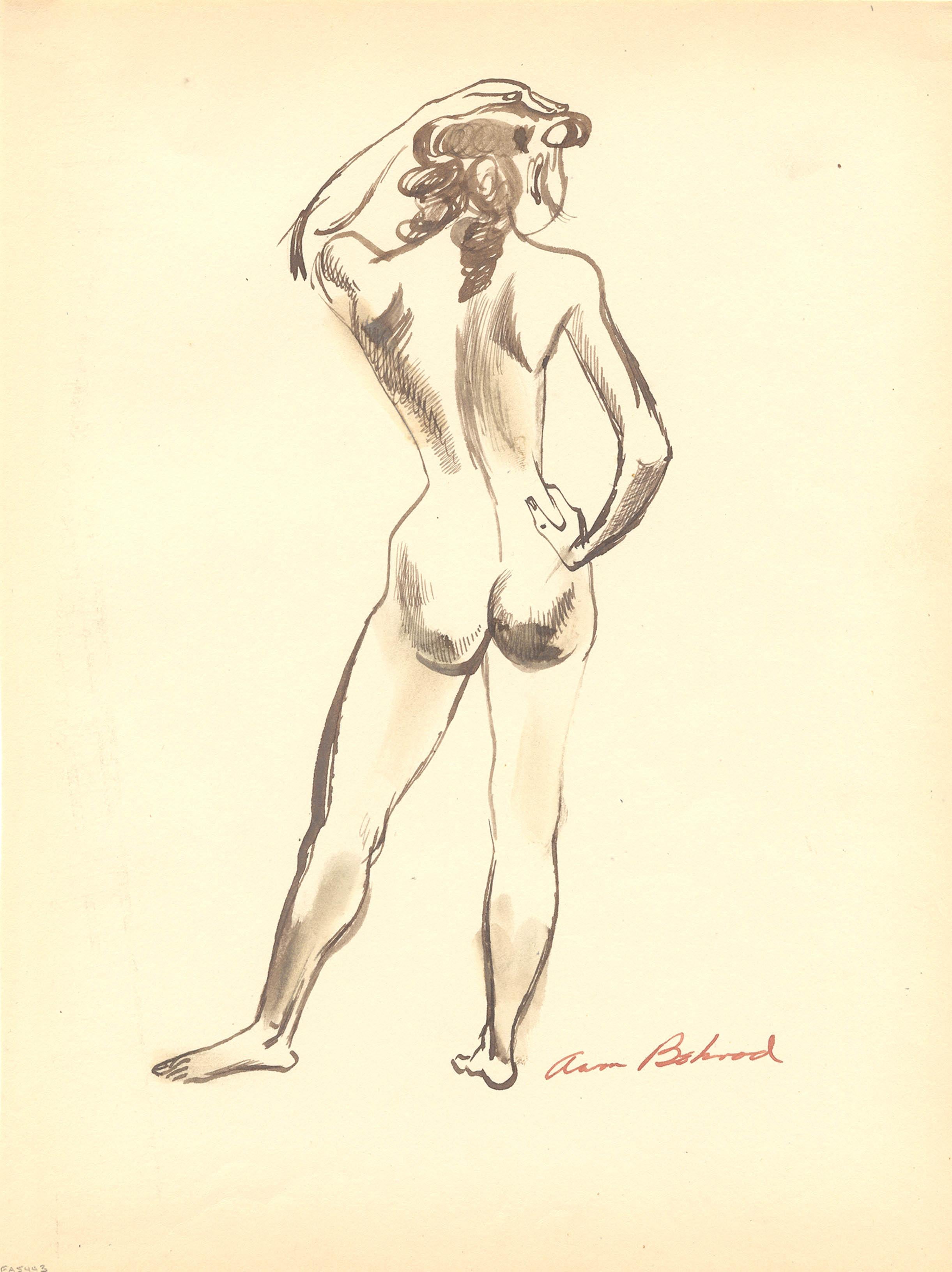 Standing Nude Seen from the Back - Art by Aaron Bohrod