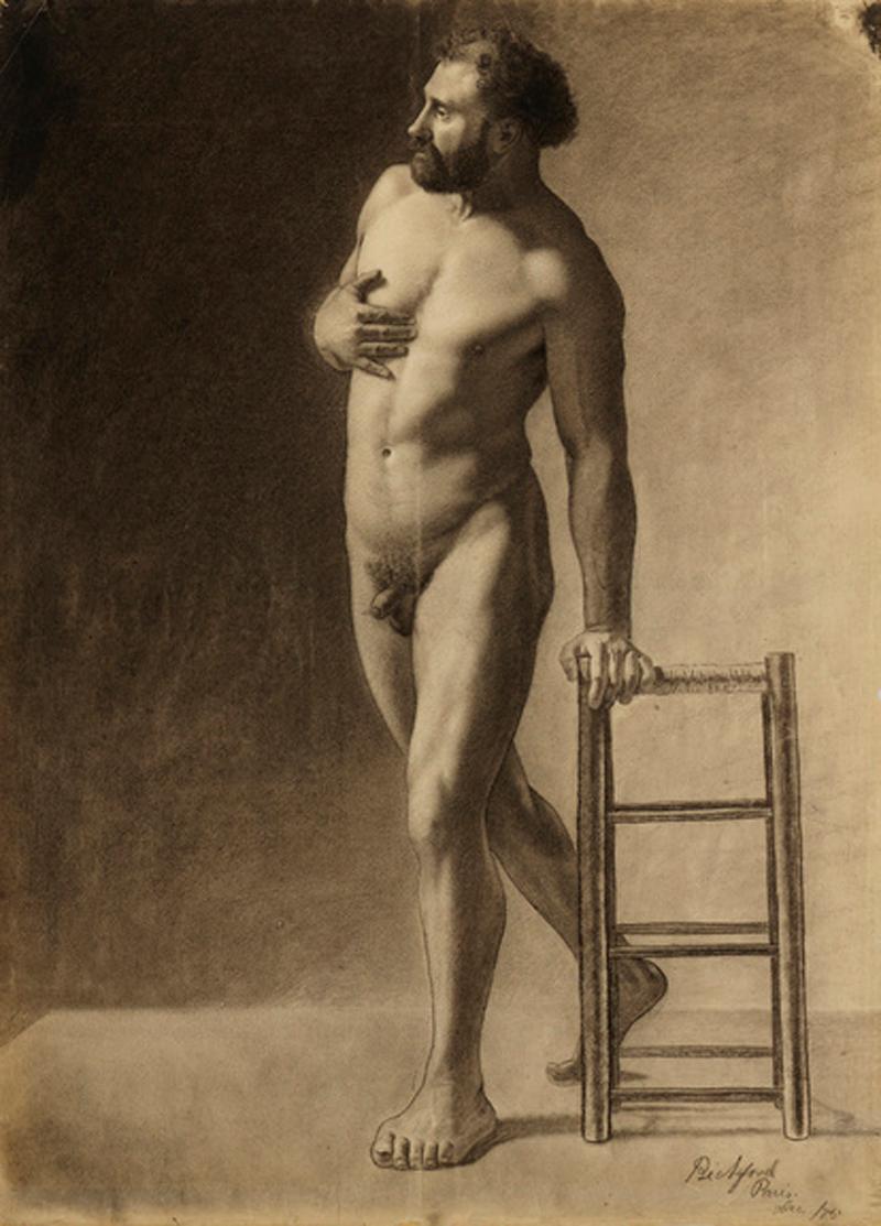 Nelson Norris Bickford Figurative Art - Academic Male Nude Study