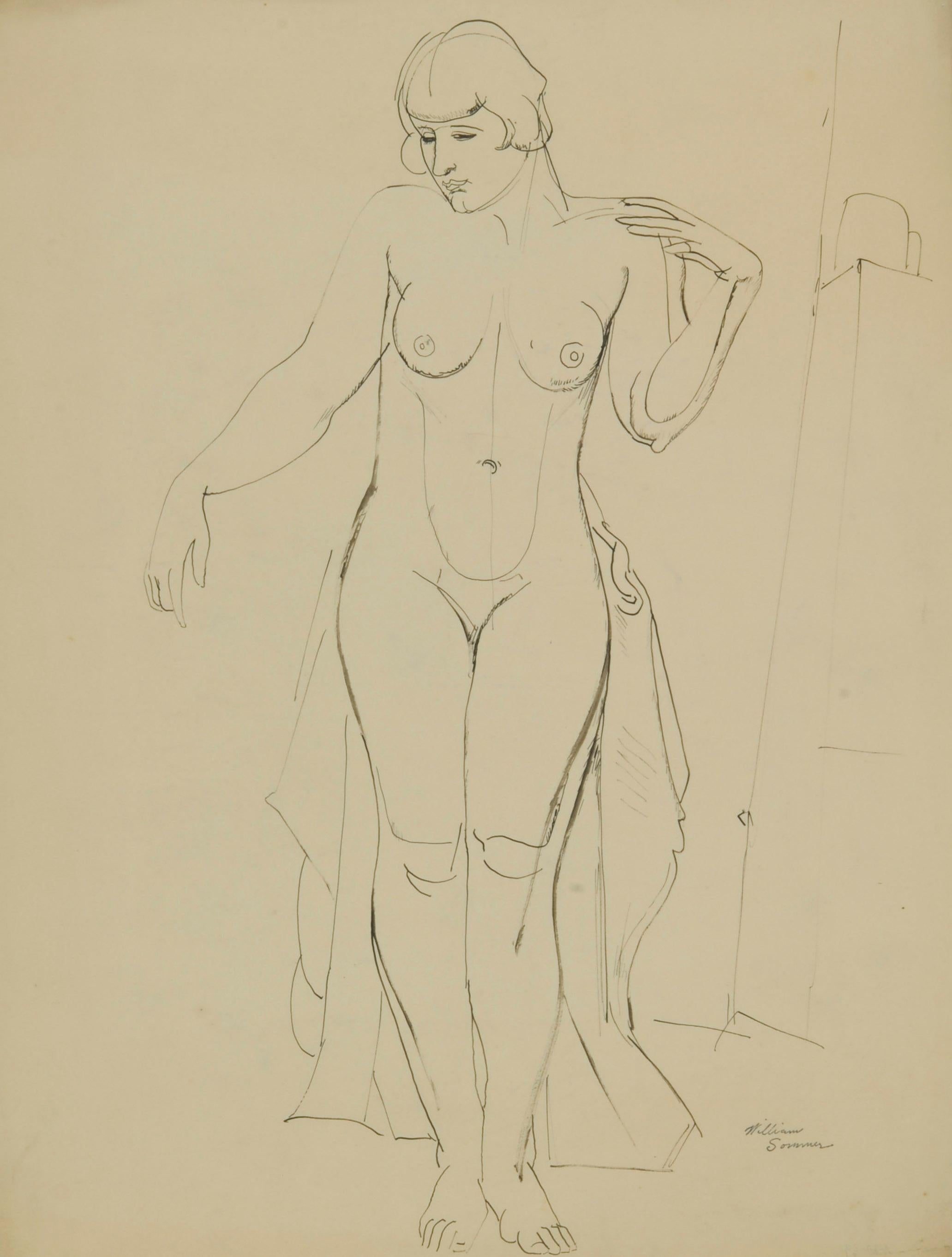 Standing Female Nude - Art by William Sommer