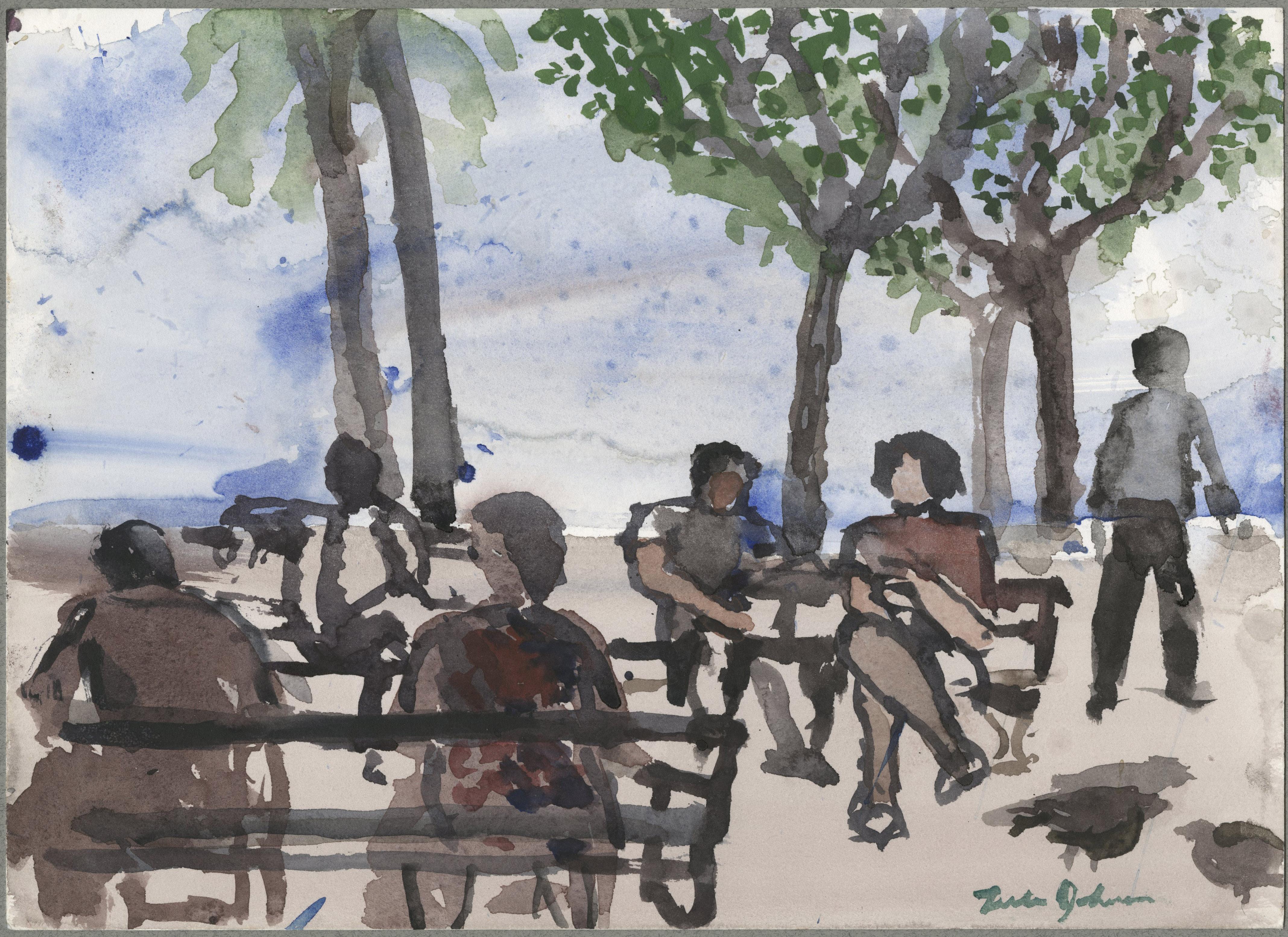 Untitled (Figures in a park)