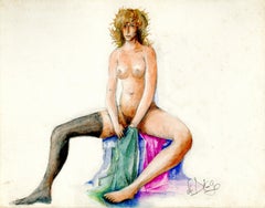 Vintage Seated Female Nude (Devora)