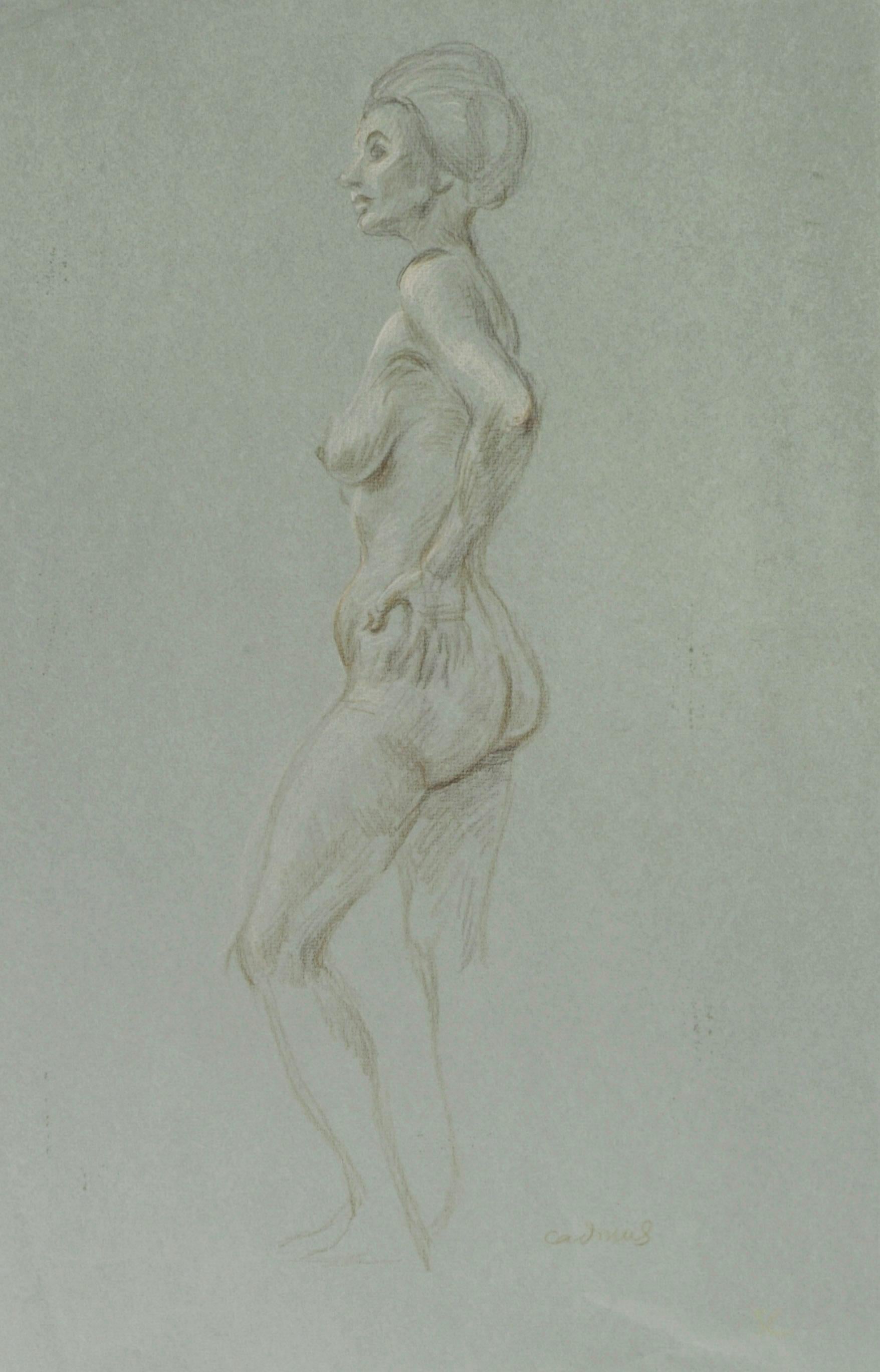 Standing Female Nude in Profile, hand on hip