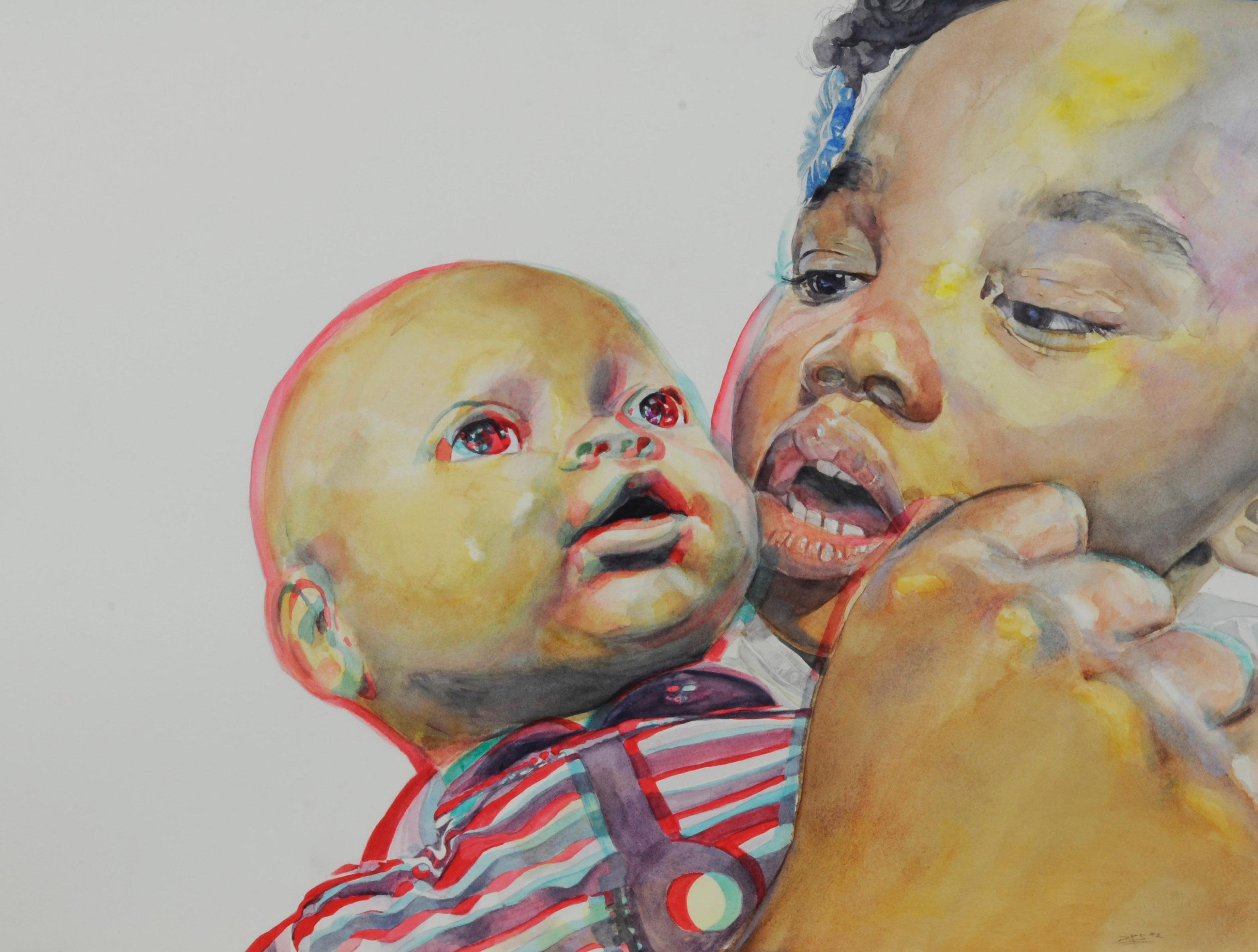 Darius Steward Figurative Art - Babies Taking Care of Babies, "The Real"