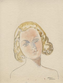 Vintage Head of a Young Woman with Blond Hair