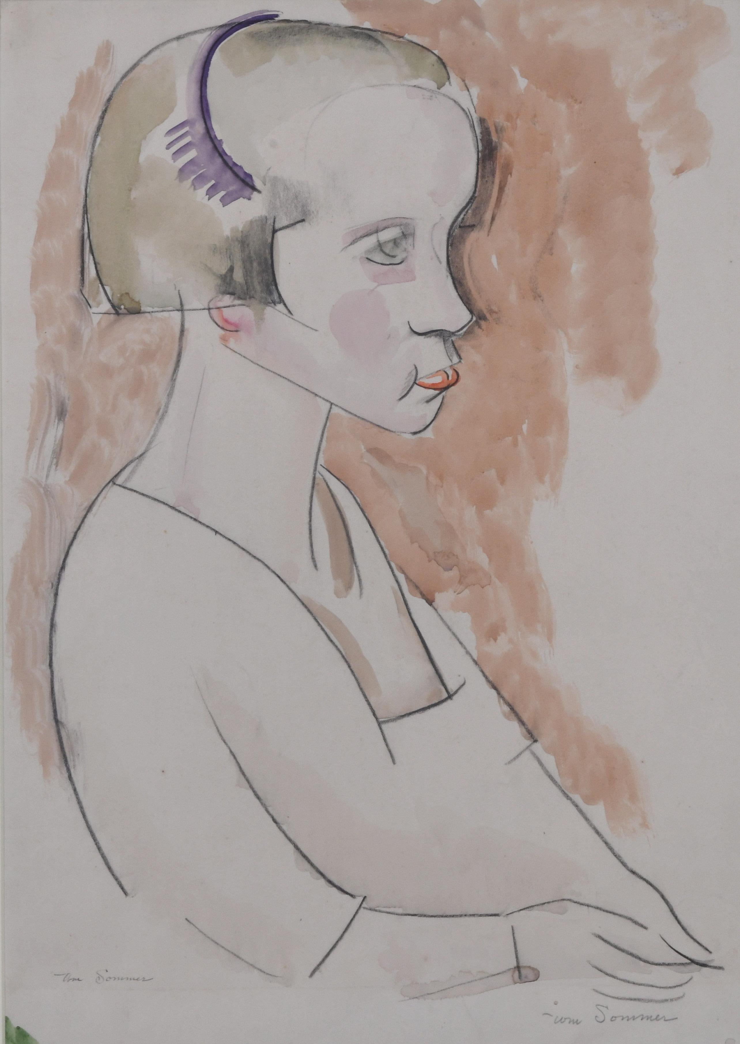 William Sommer Figurative Art - Girl in Profile