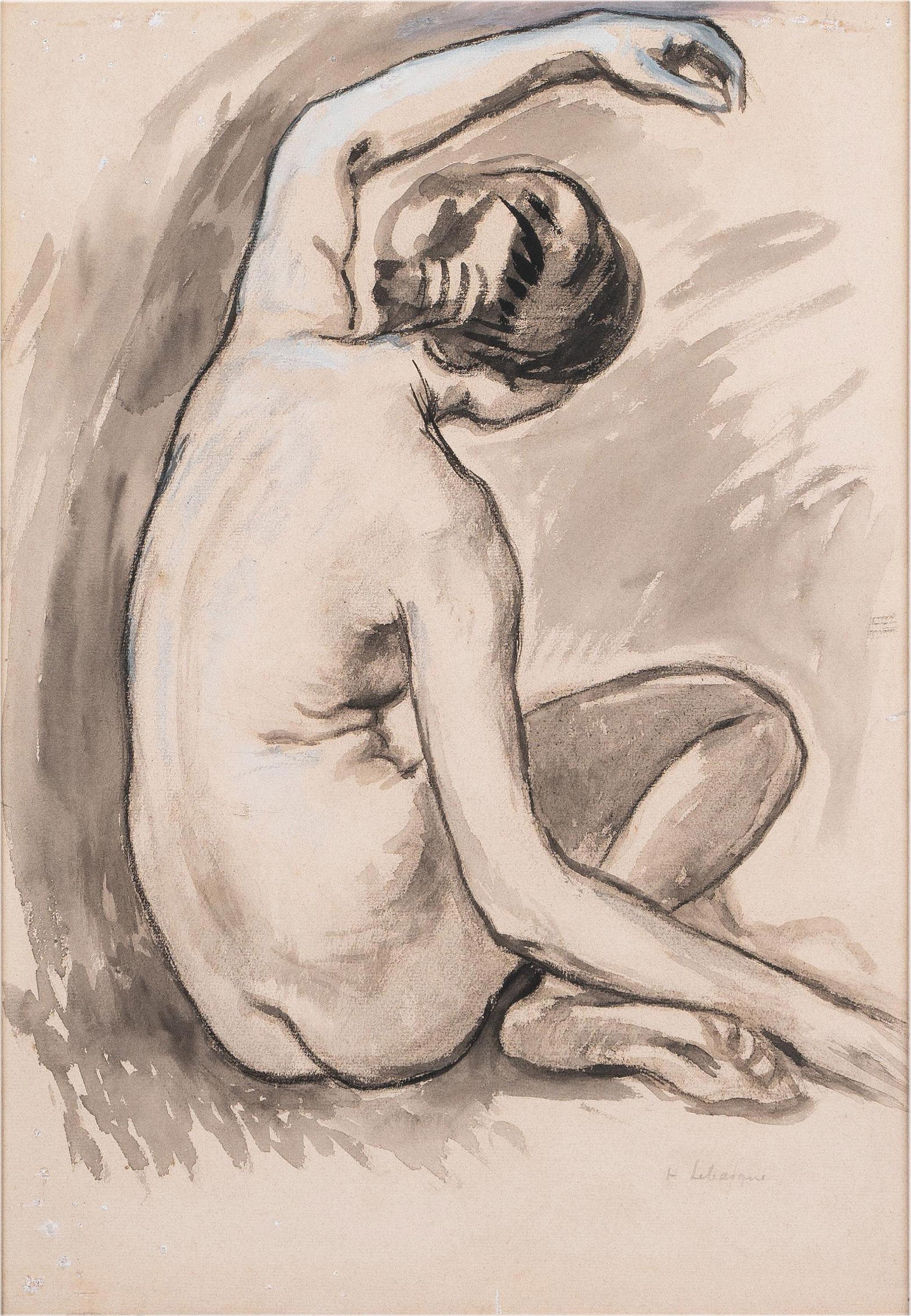 Henri Lebasque Nude – Femme assise nue avec un bras lev au-dessus de sa tte Sitzender weiblicher Akt ...