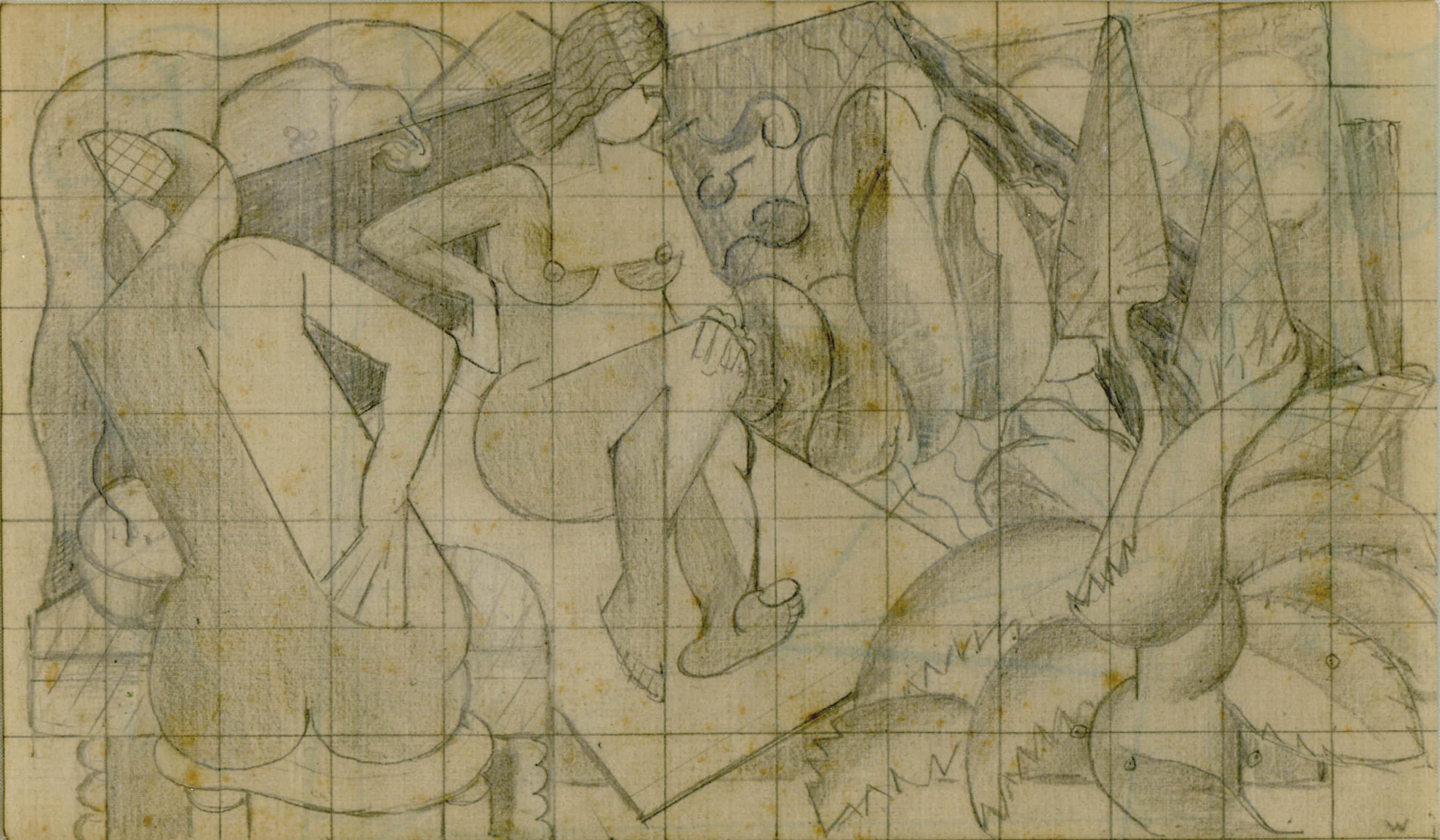 E. Ambrose Webster Nude – Preparatory Zeichnung für Figurenkomposition, Carmel (CA.)