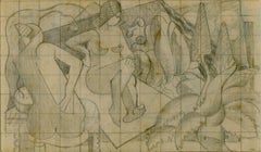 Vintage Preparatory drawing for Figure Composition, Carmel (CA.)