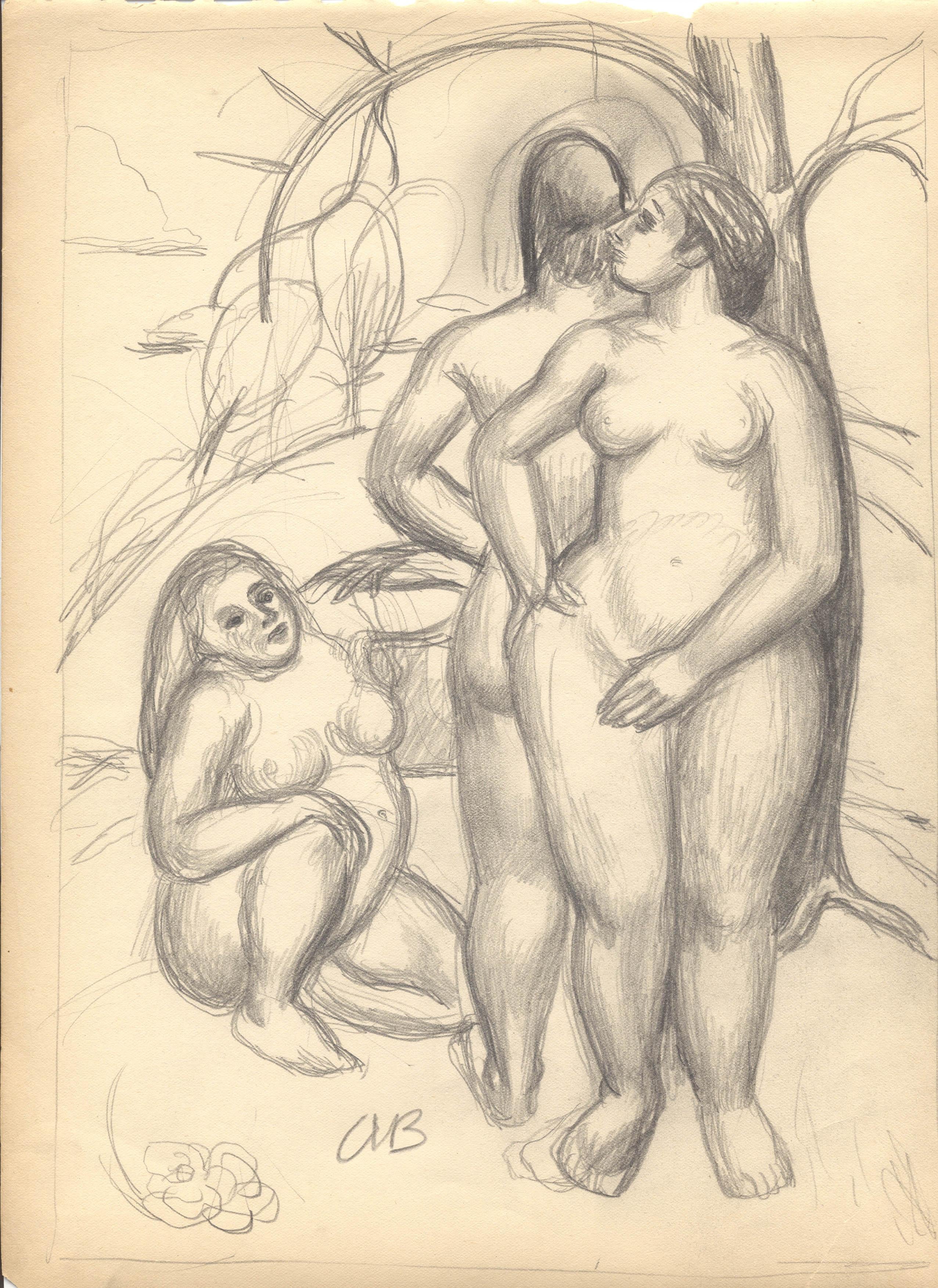 Three Nudes in a Garden - Art by Aaron Bohrod