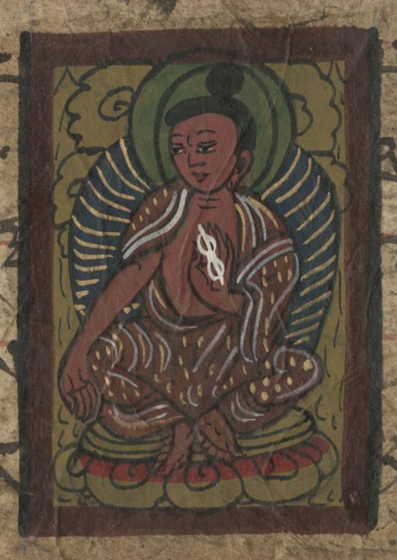Unknown Tibetan Figurative Art – Dharma Prayer Buch Manuscript Folio