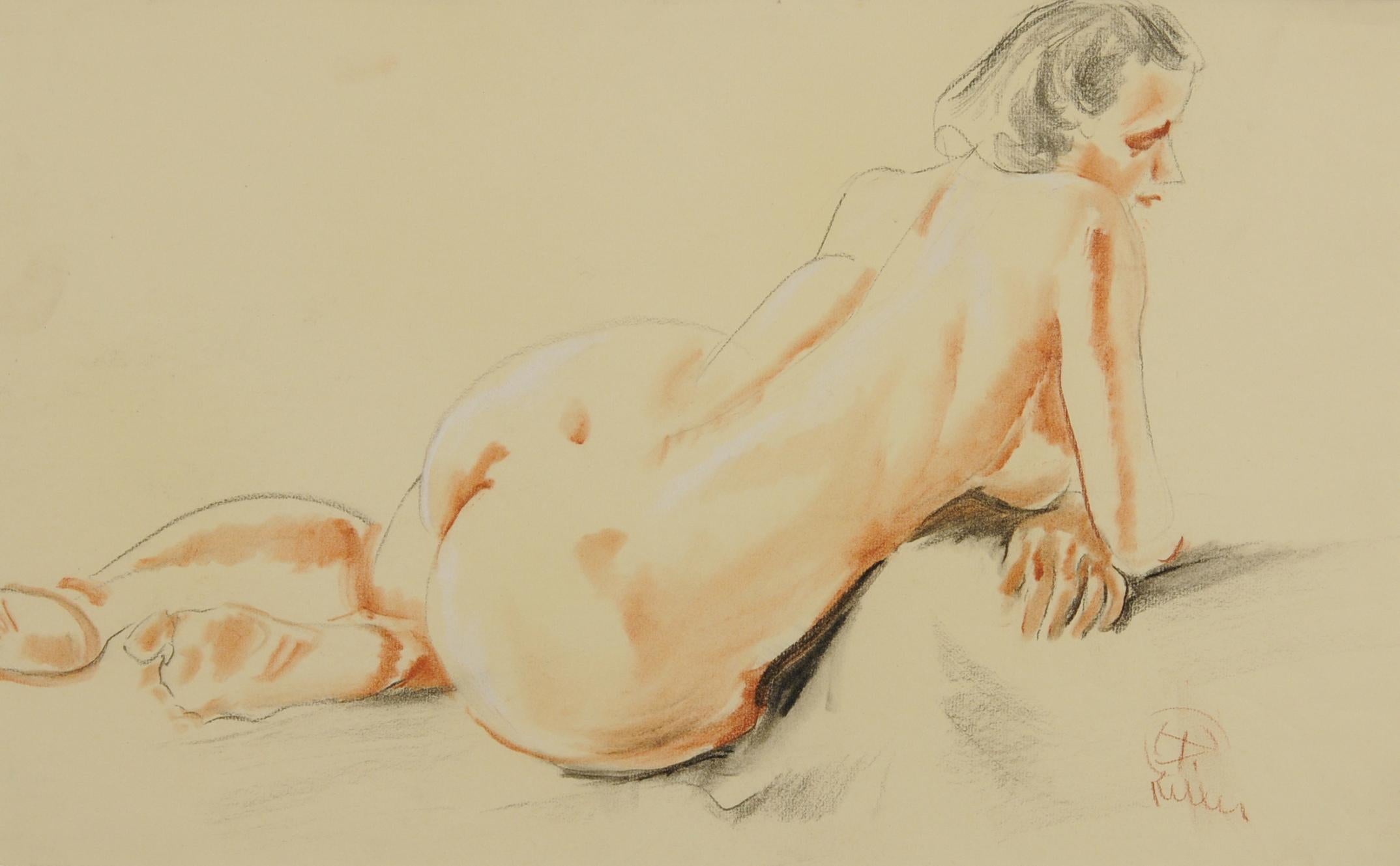 Reclining Female Nude - Art by Henry George Keller