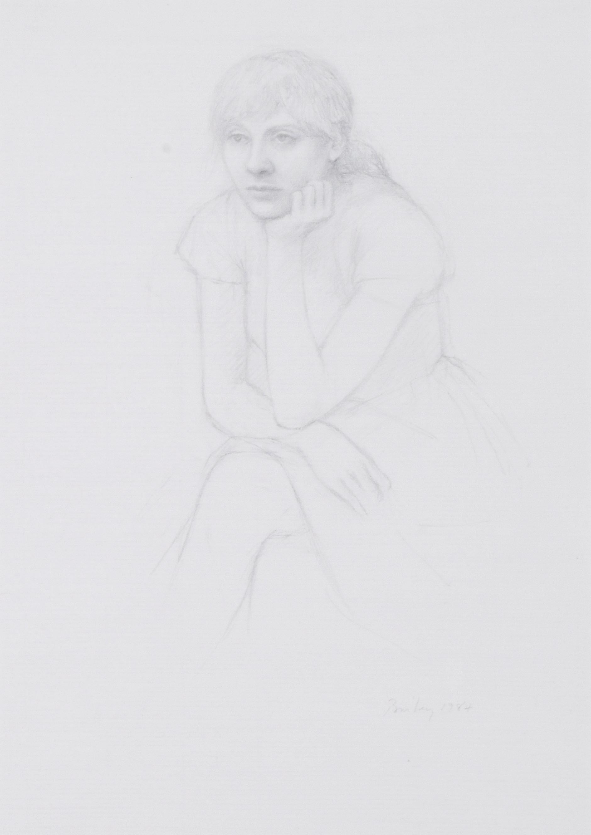 Femme assise, main gauche au menton - Art de William H. Bailey