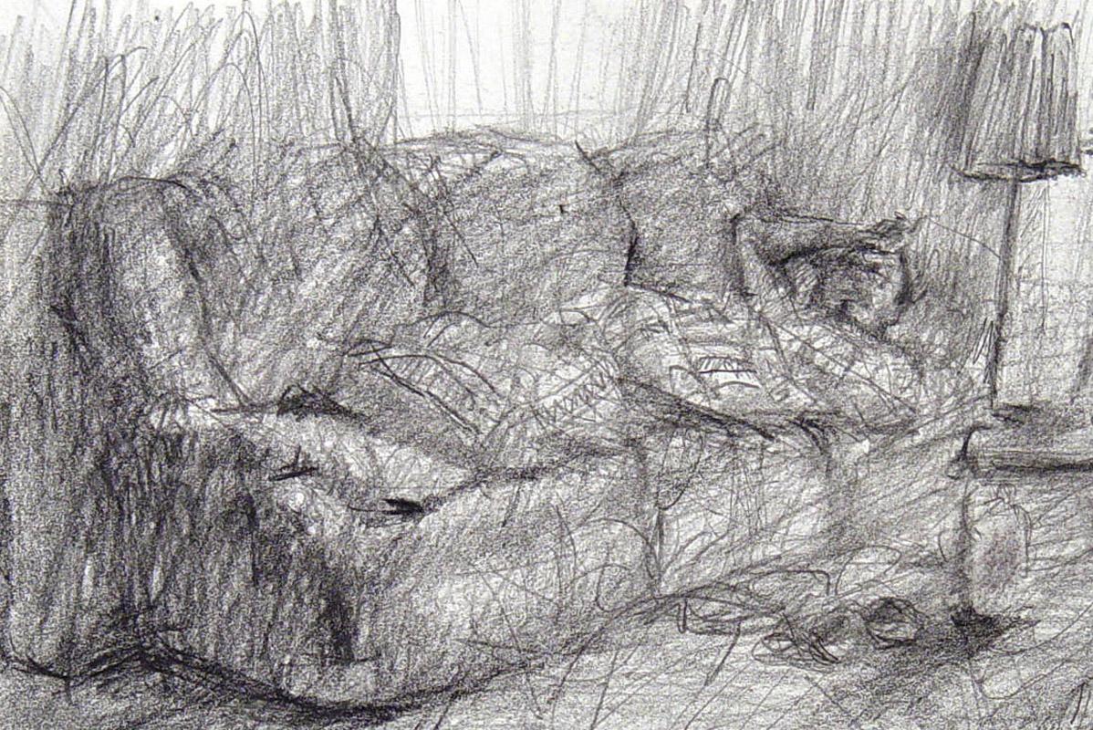 Sammy Lee dormant II
Graphite sur papier pour carnet de croquis, 2007
Signé par l'artiste au crayon en bas à droite : 