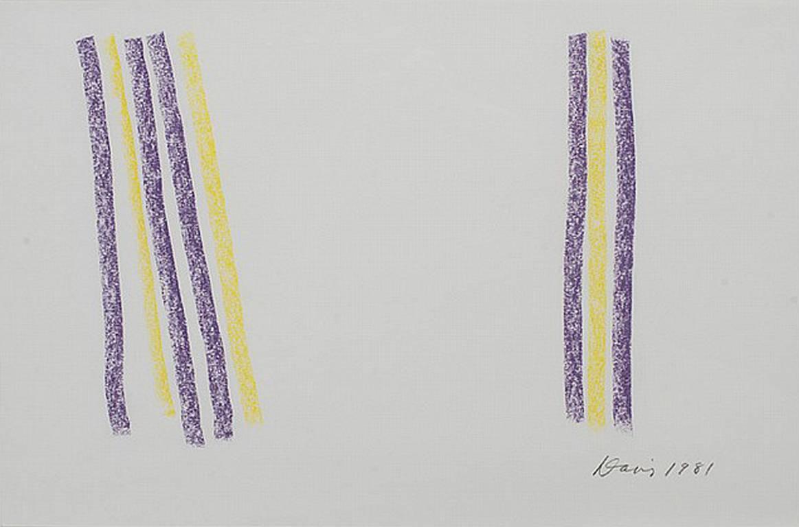 Gene Davis Abstract Drawing - Untitled (Purple and Yellow)