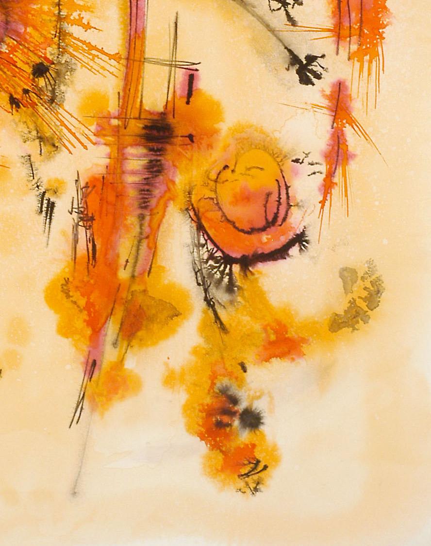 Osmos - Orange Abstract Drawing by Dorothy Dehner