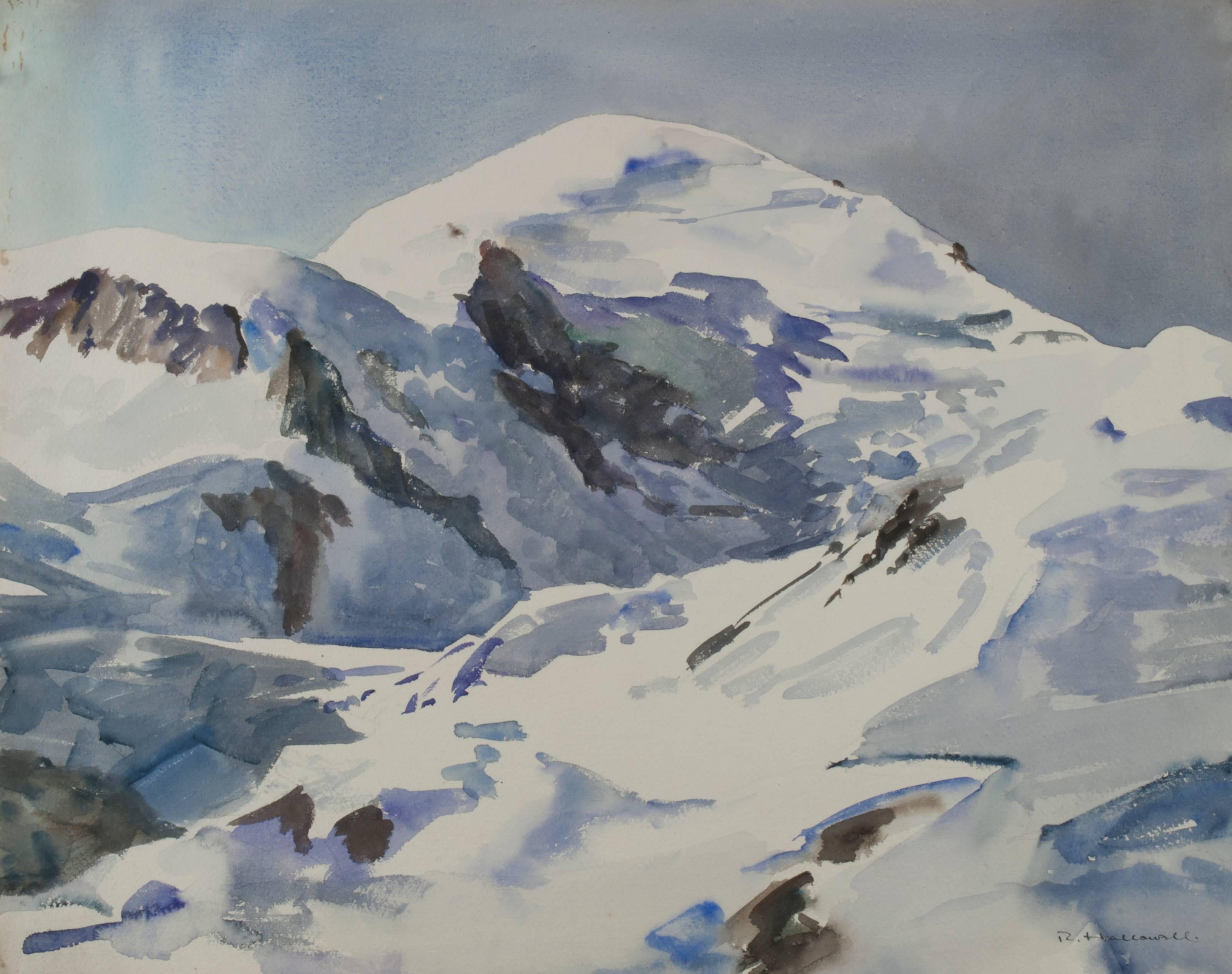Robert Hallowell Landscape Art – Schneegipfel (Mont Blanc)