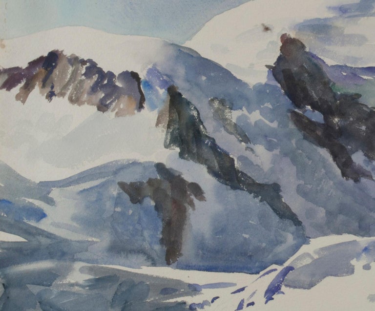 Snowy Peaks (Mont Blanc) - American Impressionist Art by Robert Hallowell