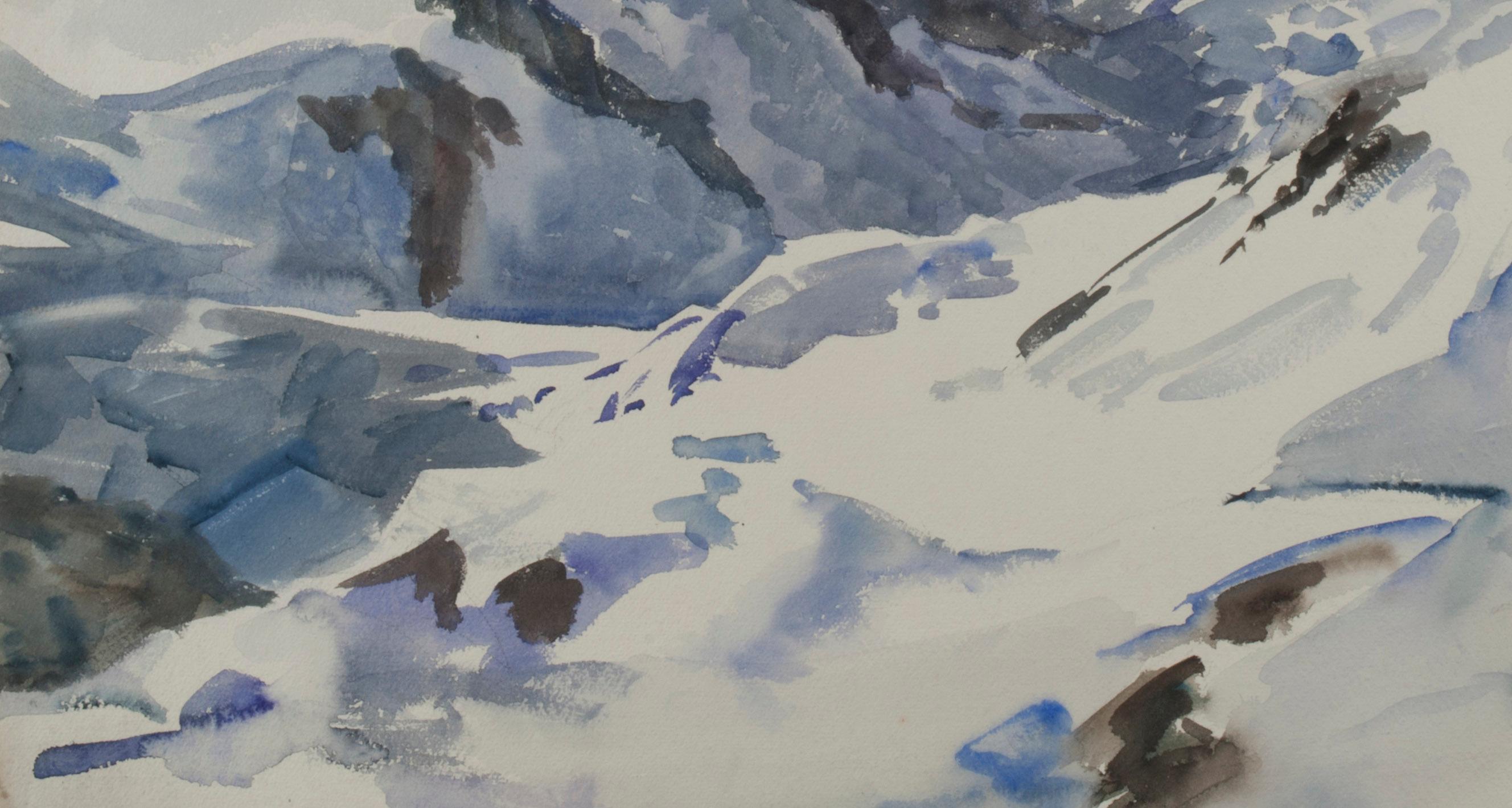 Snowy Peaks (Mont Blanc) - Gray Landscape Art by Robert Hallowell