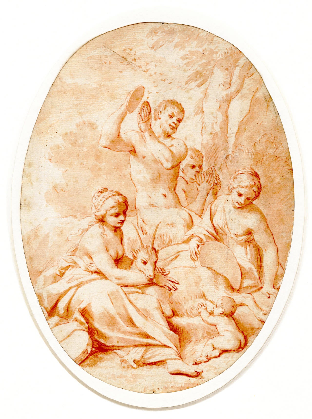 Luigi Quaini Figurative Art - The Infant Jupiter Nursing from the She-Goat Amaltheia (The Birth of Jupiter)