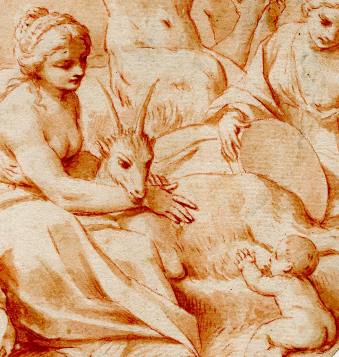 The Infant Jupiter Nursing from the She-Goat Amaltheia (The Birth of Jupiter) - Baroque Art by Luigi Quaini