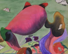 Surrealist landscape with organic shapes