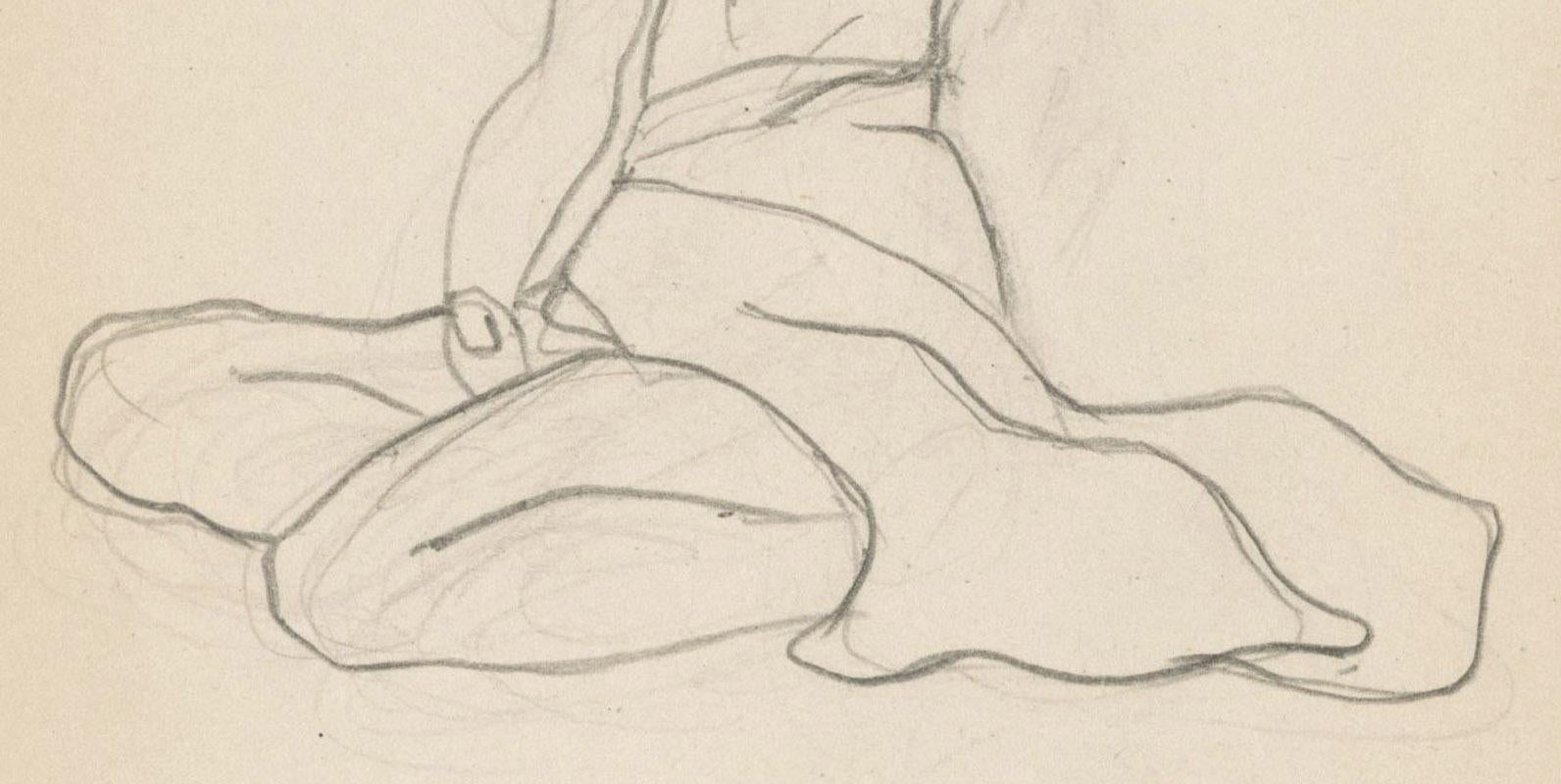 Senza titolo (nudo con braccio alzato sopra la testa)
Grafite su carta per schizzi, 1925
Senza segno
Creato mentre l'artista studiava all'Art Institute di Chicago nel 1925.
Questo è un disegno preliminare a una serie di compiti in