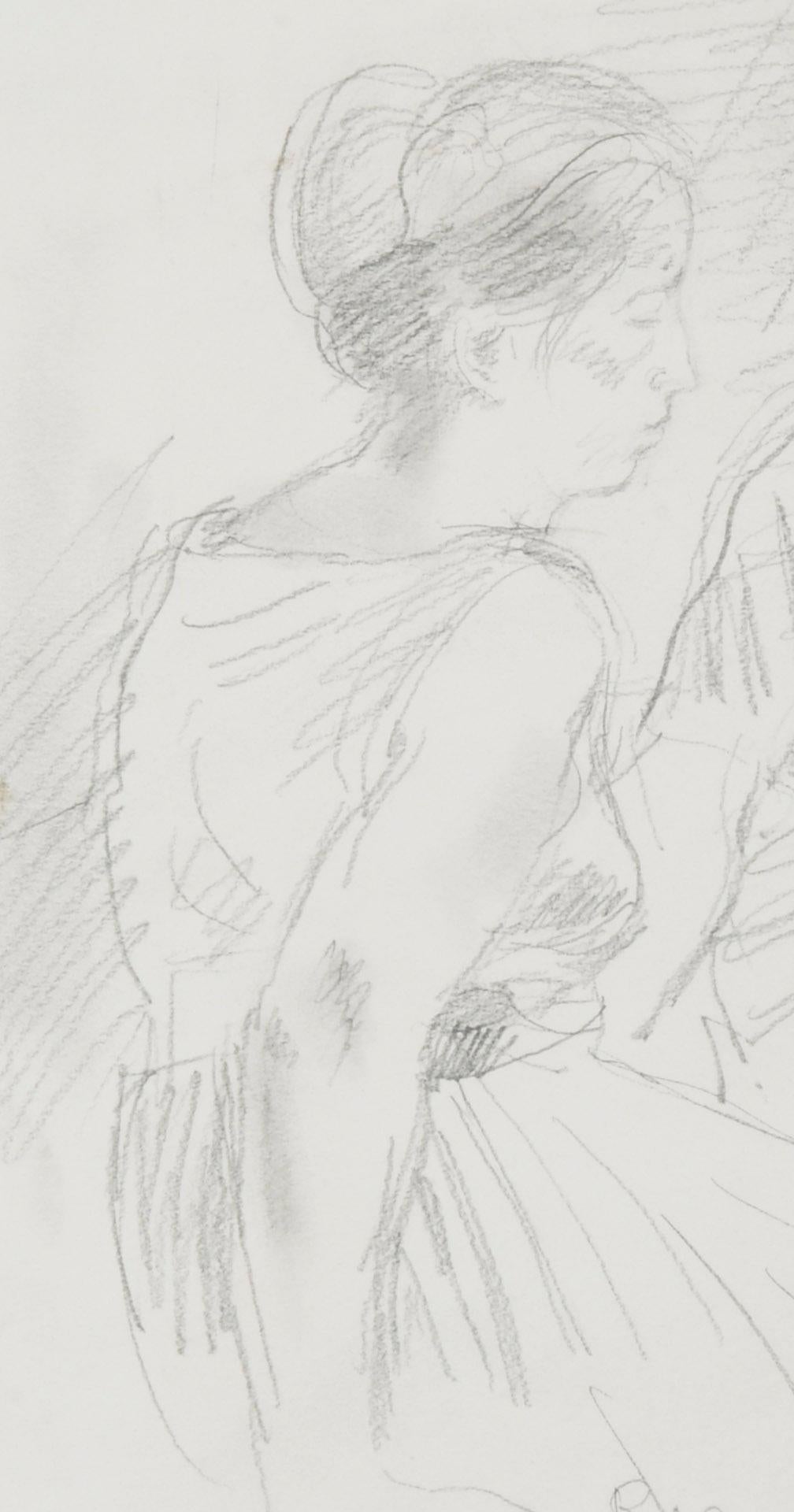 Sitzendes Paar – Art von Raphael Soyer