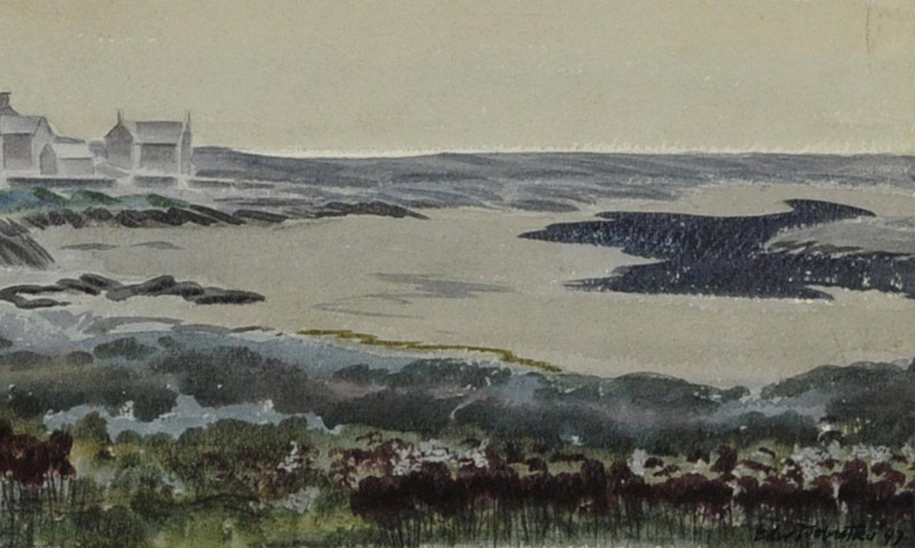 Irische See
Aquarell, 1947
Signiert und datiert vom Künstler unten rechts
Zustand: Ausgezeichnet
Bild/Bogengröße: 12 x 18 Zoll
Provenienz: Nachlass des Künstlers
Dieses Werk wurde für die 30. Mai-Ausstellung 1948 eingereicht, aber nicht angenommen. 