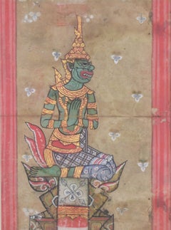 Dos miniaturas y texto de la "Leyenda de Phra Malai"