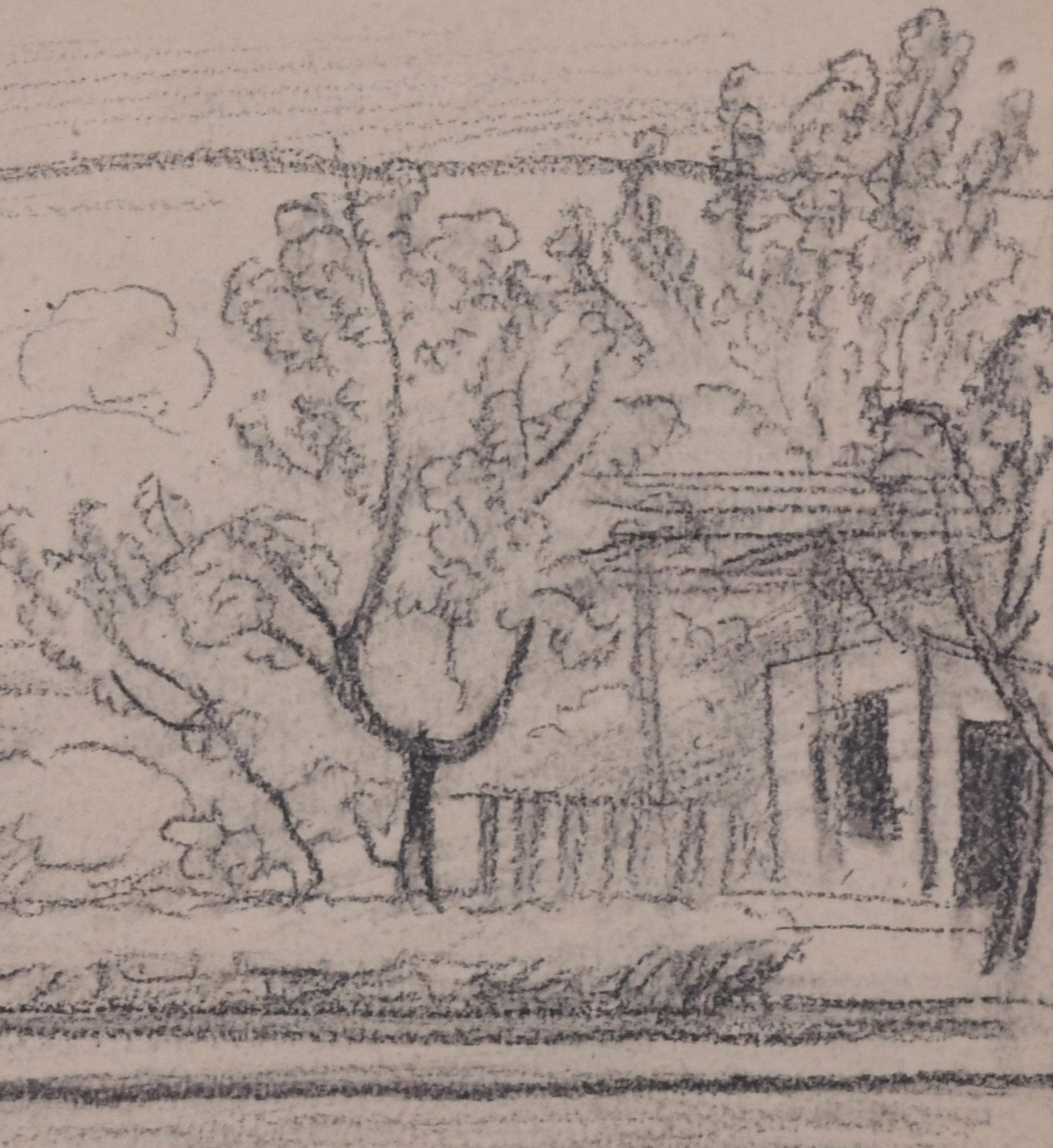 Brookdale, New Jersey
Graphite on paper, 1922
Signed with the artist's initials l.l., and dated 1922 (see photo)
Annotated 