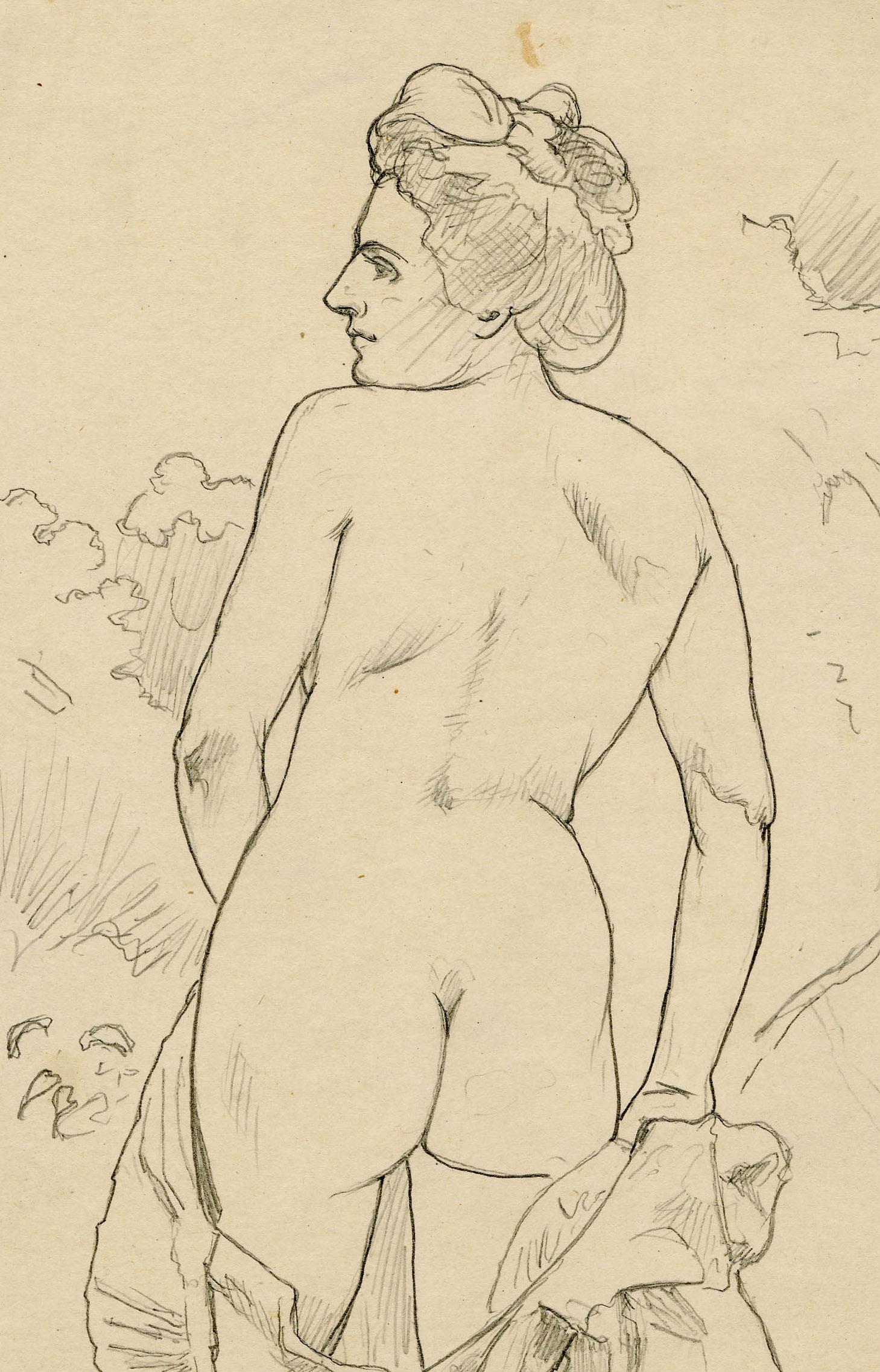 Nude in a Landscape Facing Left - Art Nouveau Art by Charles Maurin