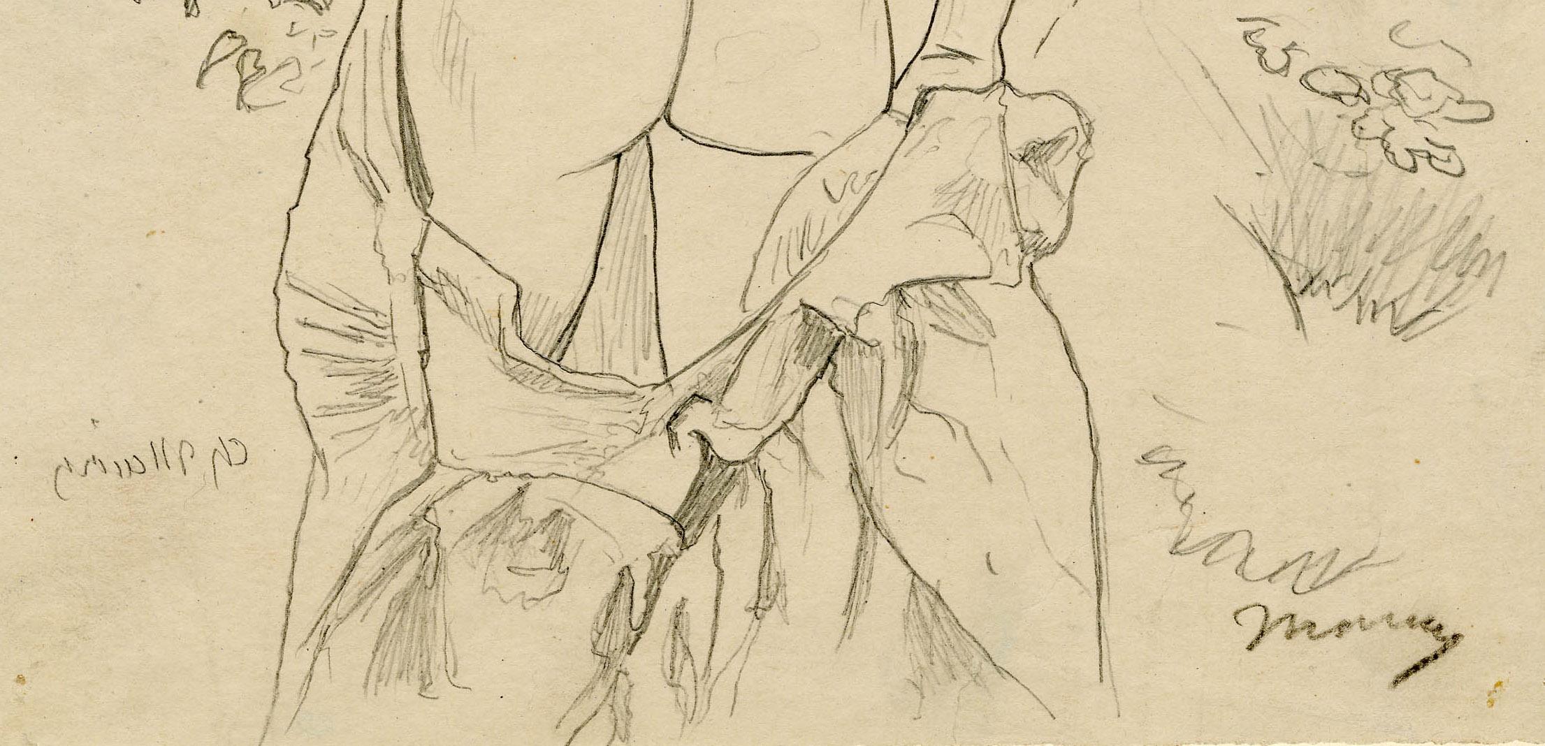 Nude in a Landscape Facing Left
Transfer drawing for an etching,  c. 1900
Signed in charcoal l.r. 