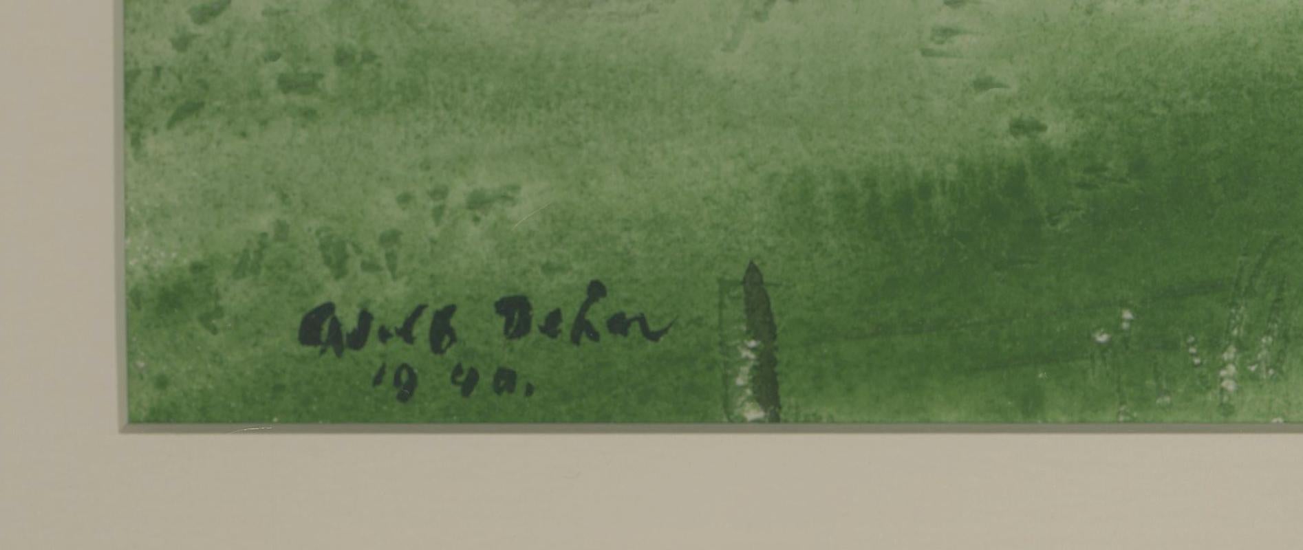 Les chevaux quittent l'étable
Aquarelle sur papier, 1940
Signé et daté en bas à gauche (voir photo)
Condit : Excellent
Image : 14 1/2 x 21