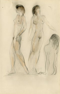 Vintage Untitled (Two Standing Nudes, one seated nude)