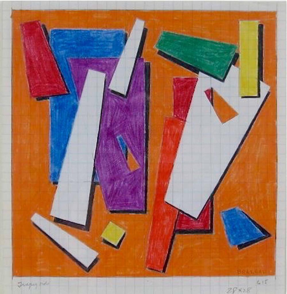 Wendell Brazeau Abstract Drawing – Frühe Zeichnung für das Gemälde mit dem Titel Trapezoids