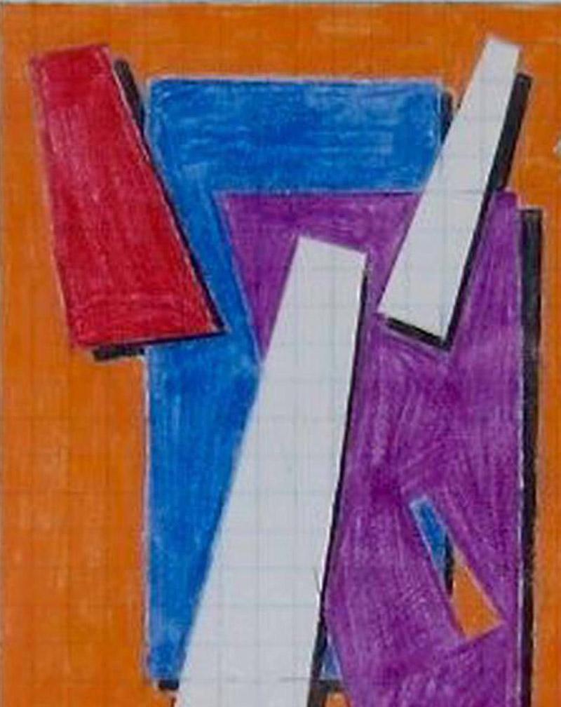 Frühe Zeichnung für das Gemälde mit dem Titel Trapezoids (Abstrakt), Art, von Wendell Brazeau