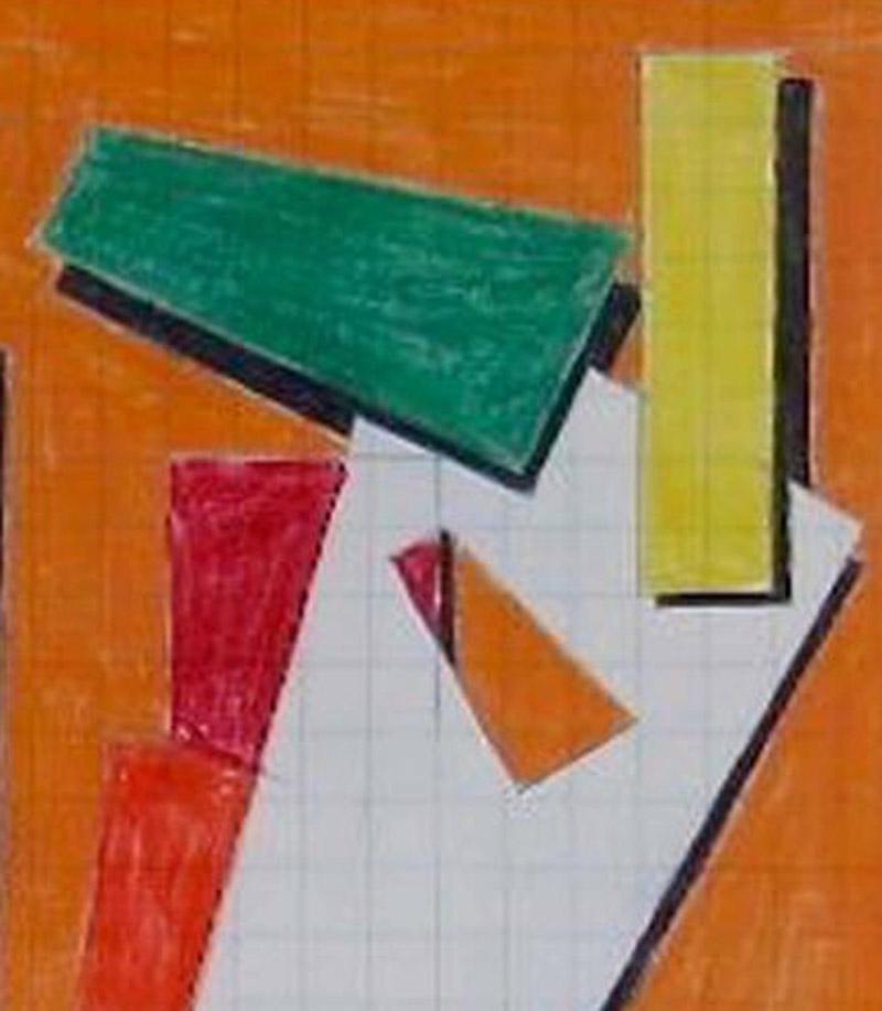 Preliminary drawing for the painting entitled Trapezoids - Brown Abstract Drawing by Wendell Brazeau