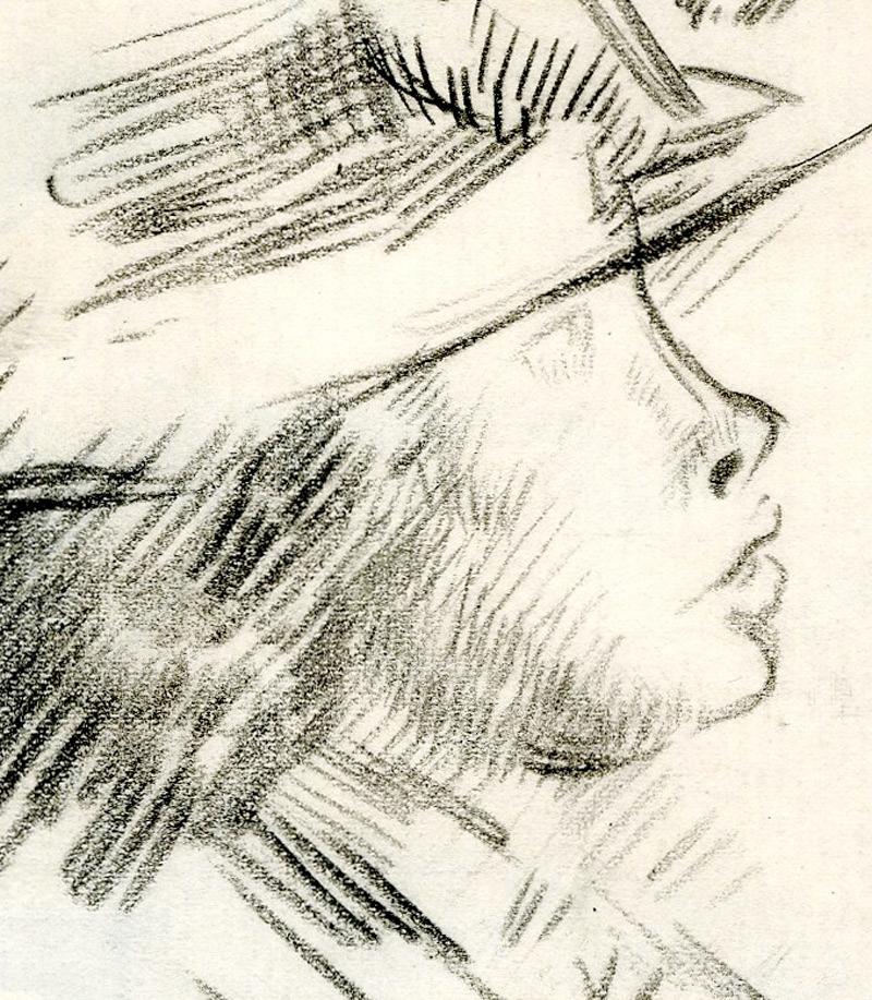 Skizze des Kopfes einer Frau im Profil – Art von Sir William Orpen